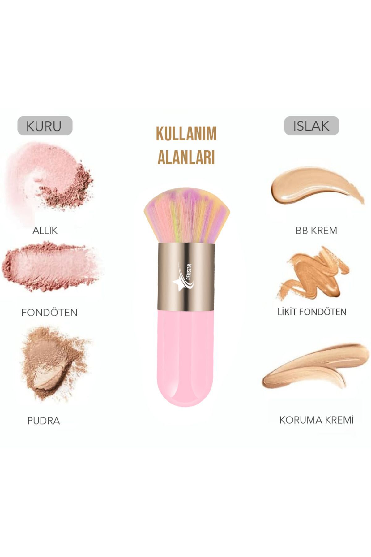 Professional Make-up Luxury Kabuki Fondöten Ve Allık Makyaj Fırçası RS — 18DLX — تصویر 3 از 8