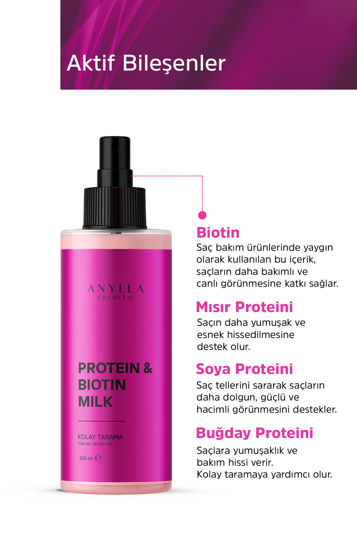 Protein & Biotin Saç Bakım Sütü 200 ml — proteinbiotinbakimsutu — تصویر 2 از 4