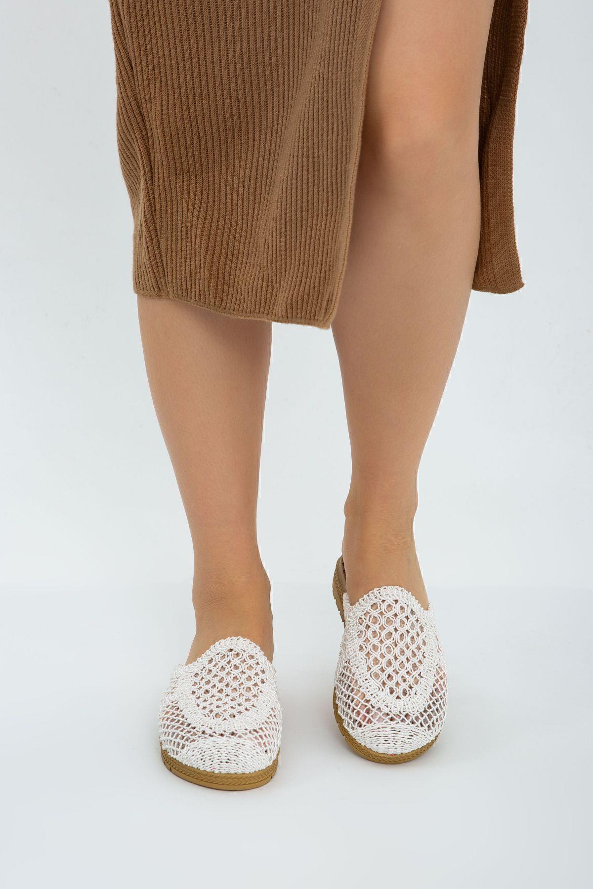 Moda Devrin-Λευκές κλειστές ψάθινες παντόφλες εξωτερικού χώρου και σπιτιού 5