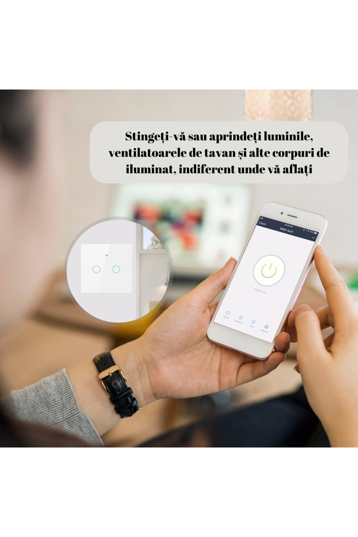 VisionHub-Smart Touch Switch, Wireless, Wi-fi, 2 Channels, Tempered Glass, iOS/Android Compatible, Tuya 8