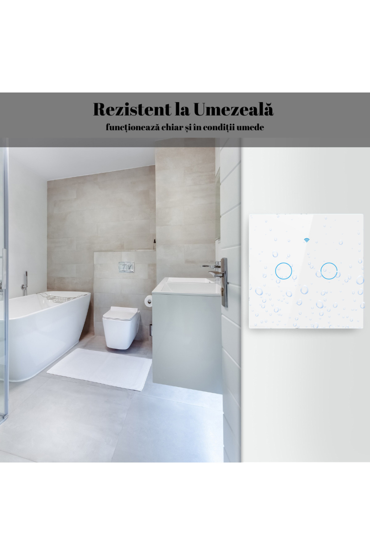 VisionHub-Smart Touch Switch, Wireless, Wi-fi, 2 Channels, Tempered Glass, iOS/Android Compatible, Tuya 7