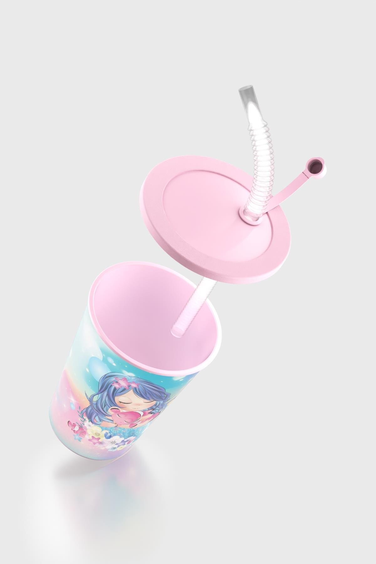 Renga Layt Kids Desenli 420 ml Pipetli PP Bardak 142025 Pembe fotoğrafı 4 (önizleme)