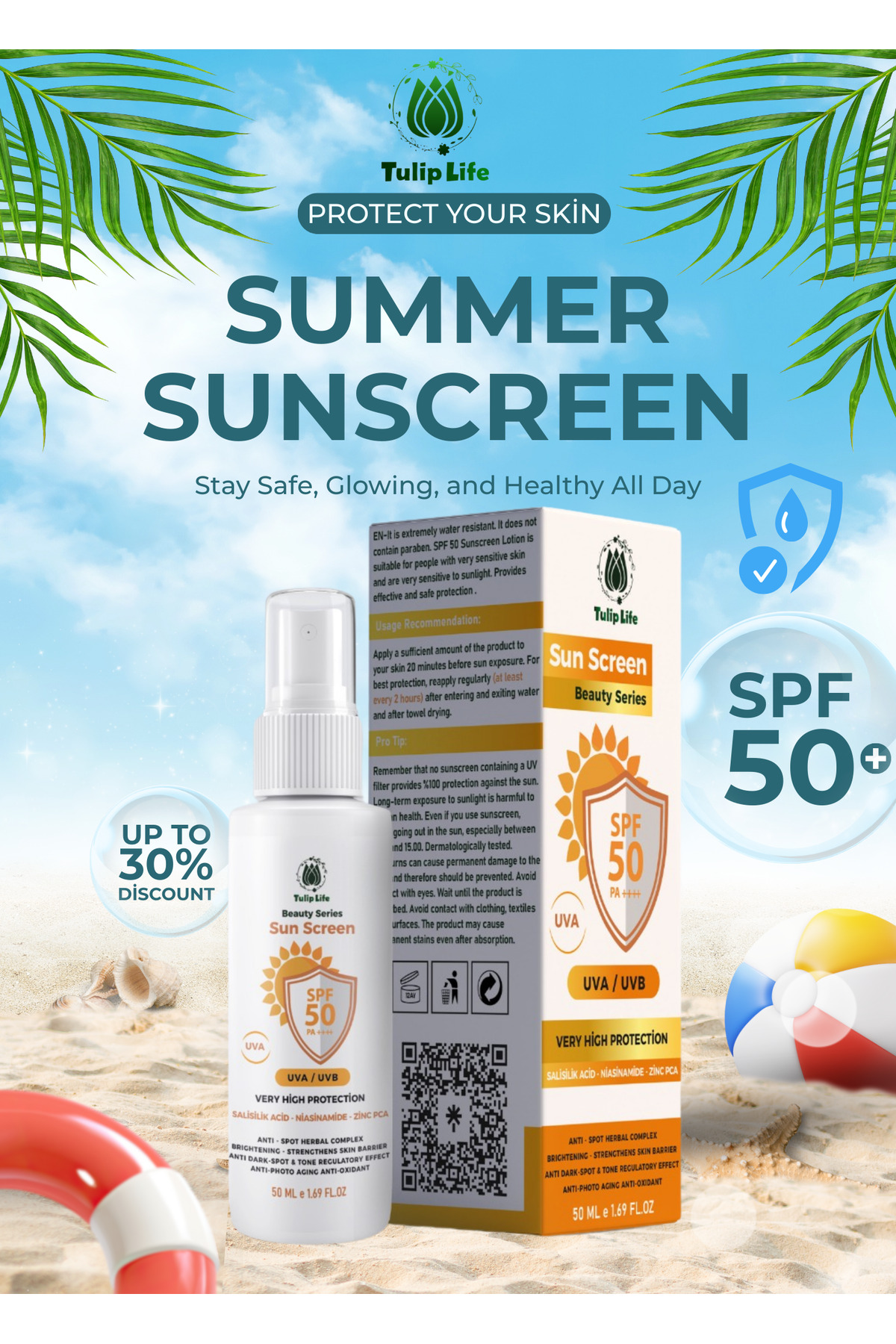 Tuliplife Sun Care Spf+50 High Protection Moisturizing High Protection ...