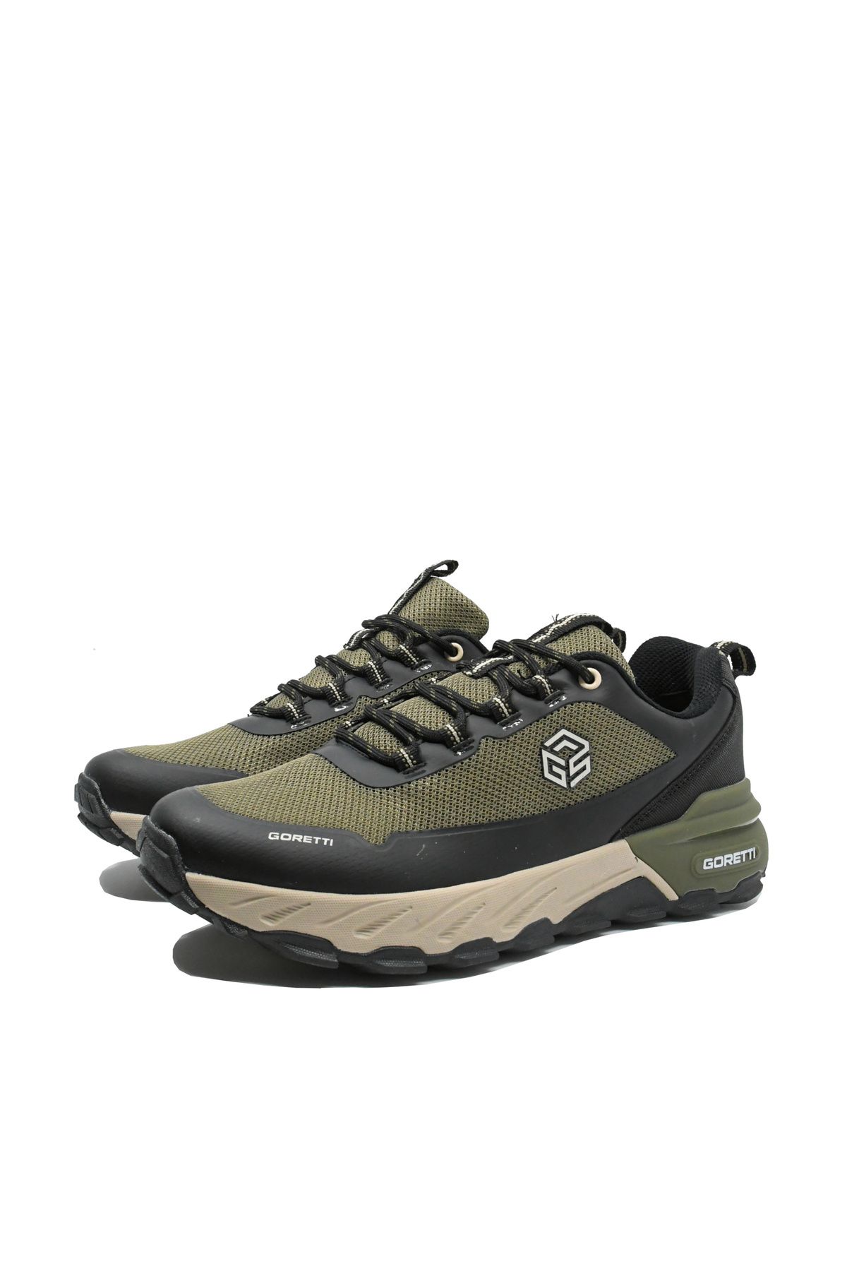 GORETTI-Men's Sneakers Goretti, Black Fine Mesh with Rubber Inserts 2