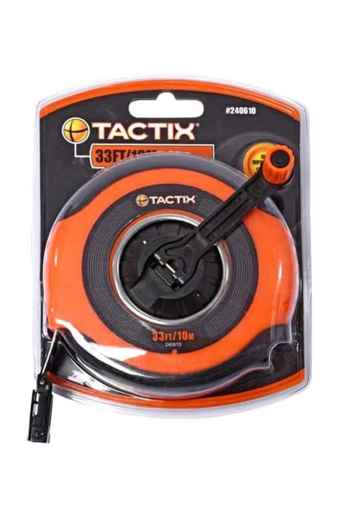 Tactix-10 Meter Measuring Tape with Handle – Durable Design Orange/Black 1