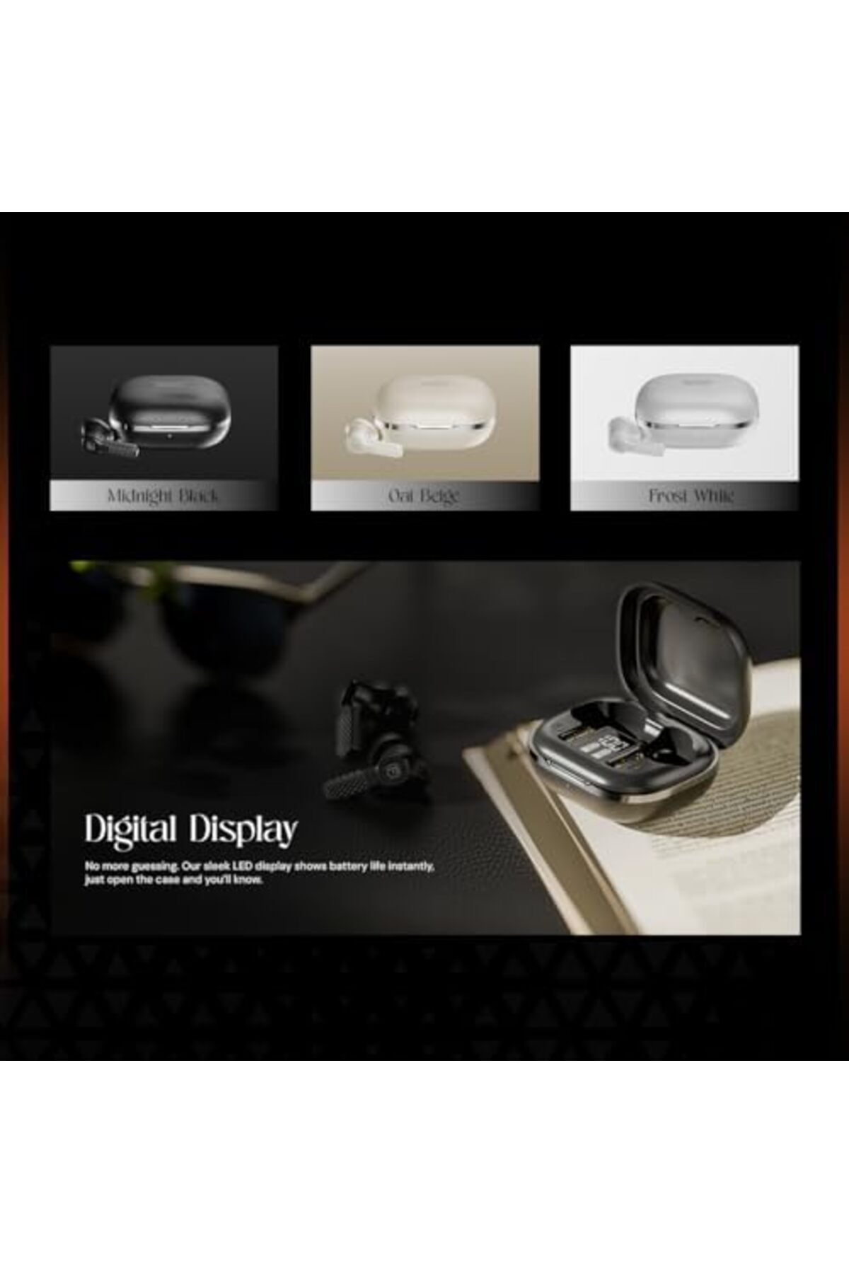 Faster-Orvon In-Ear Wireless Earbuds Bluetooth 5.4 - ANC+ENC, Leather Textured LED Display Case, 25H 4