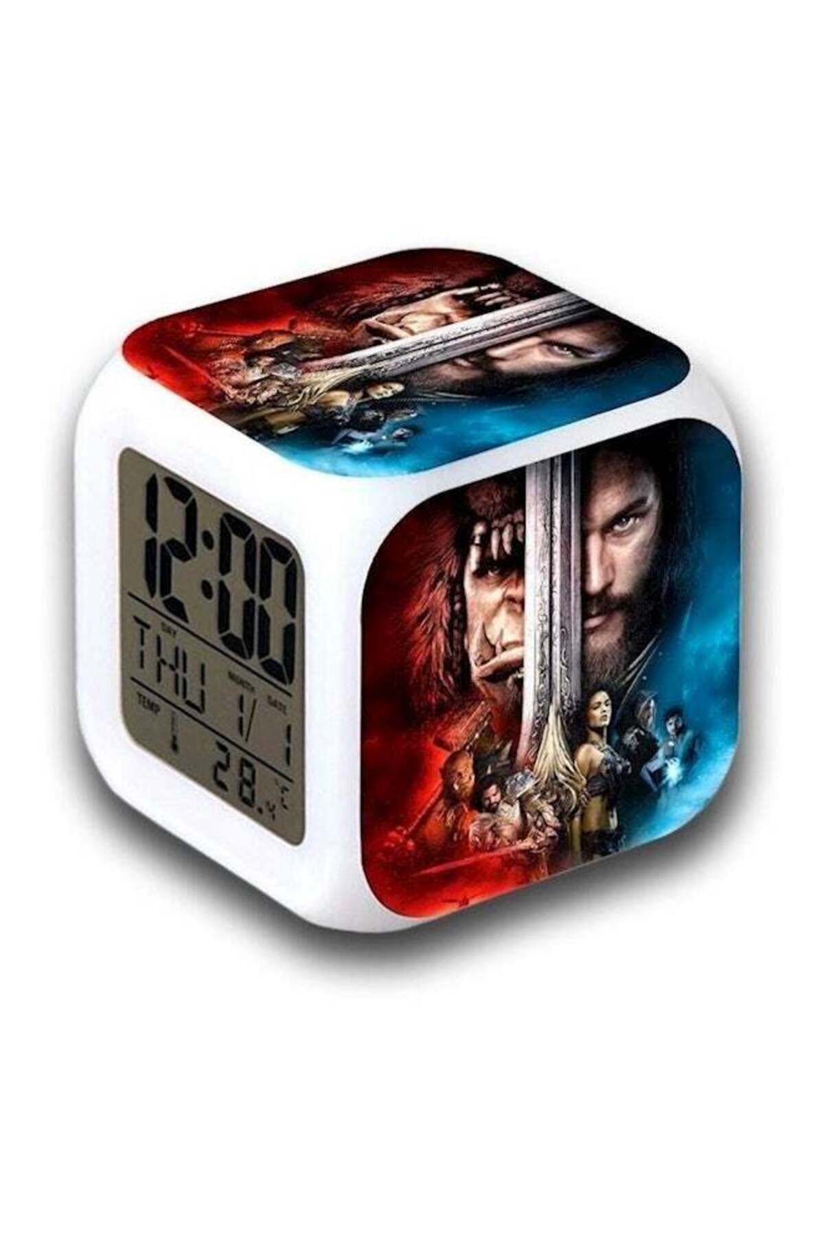 Generic-World Of Warcraft Print Digital Alarm Clock With Temperature Multicolour 1
