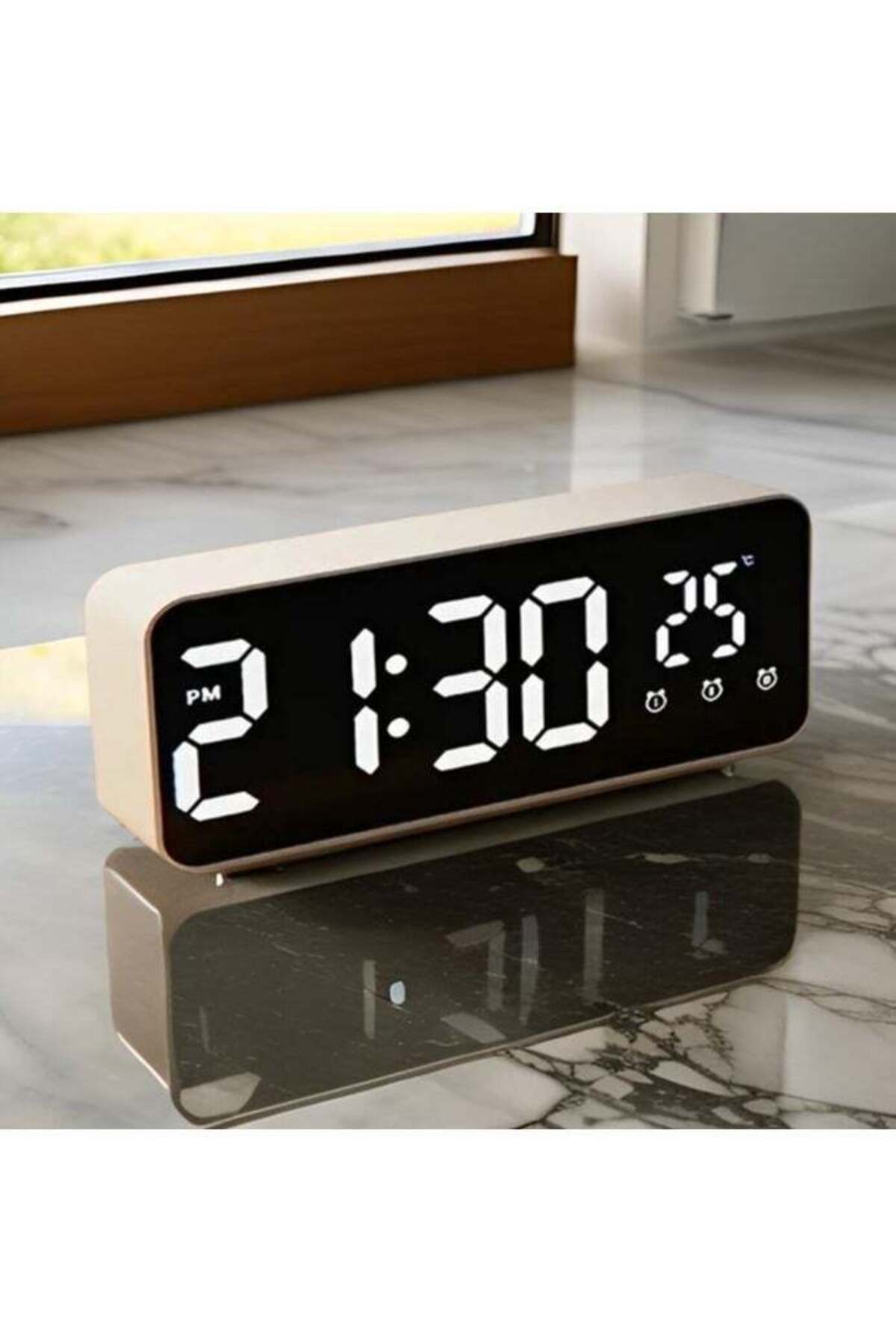 Generic-1pc LED Clock Home Decoration LED Alarm Clock Smart LED Clock Creative LED Mirror Alarm Clock 1
