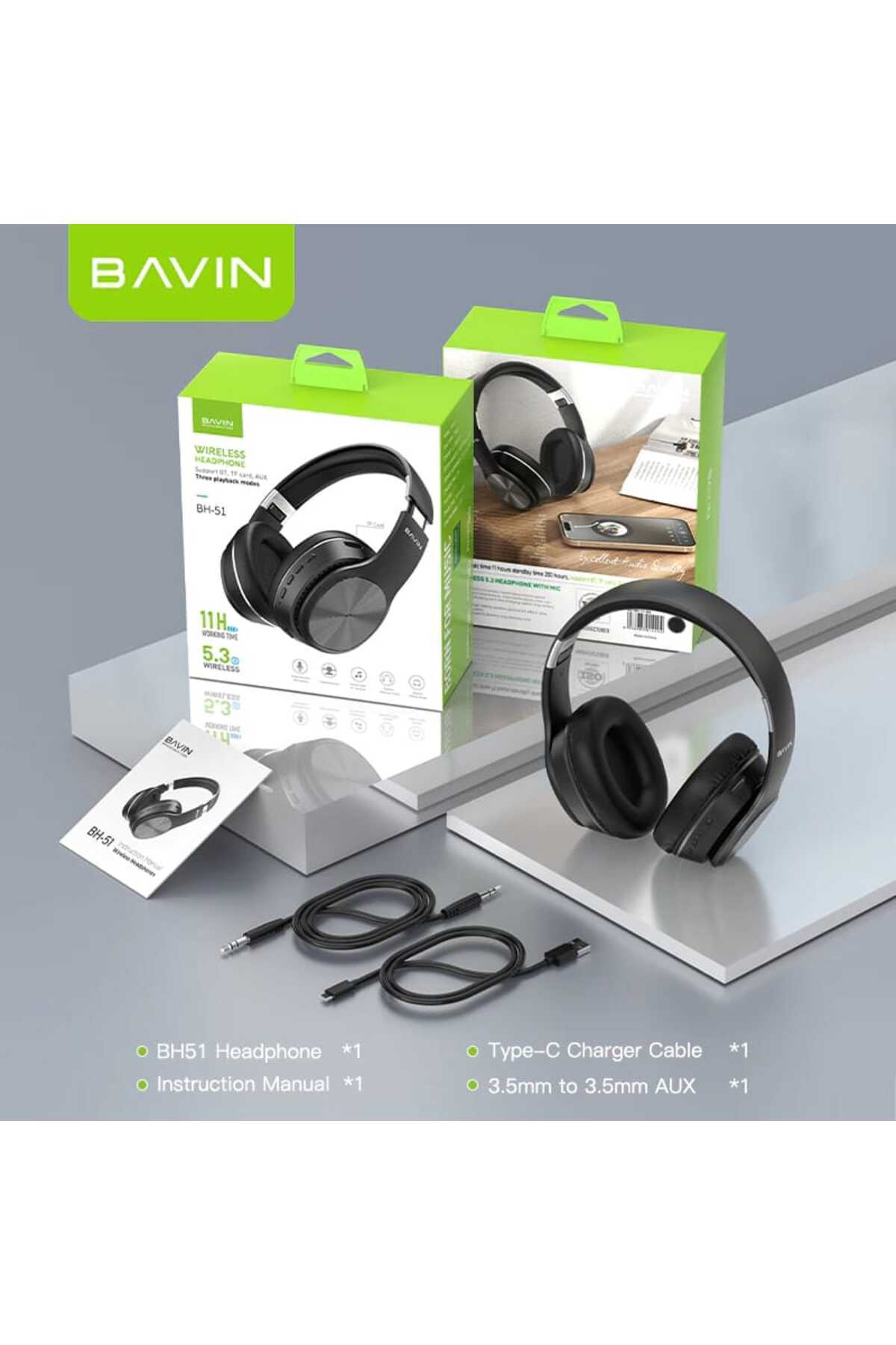 Bavin-Foldable Wireless Bluetooth Earphones with Sound, Noise Cancelling, and Built-in Microphone, Bluetooth 5.3 8