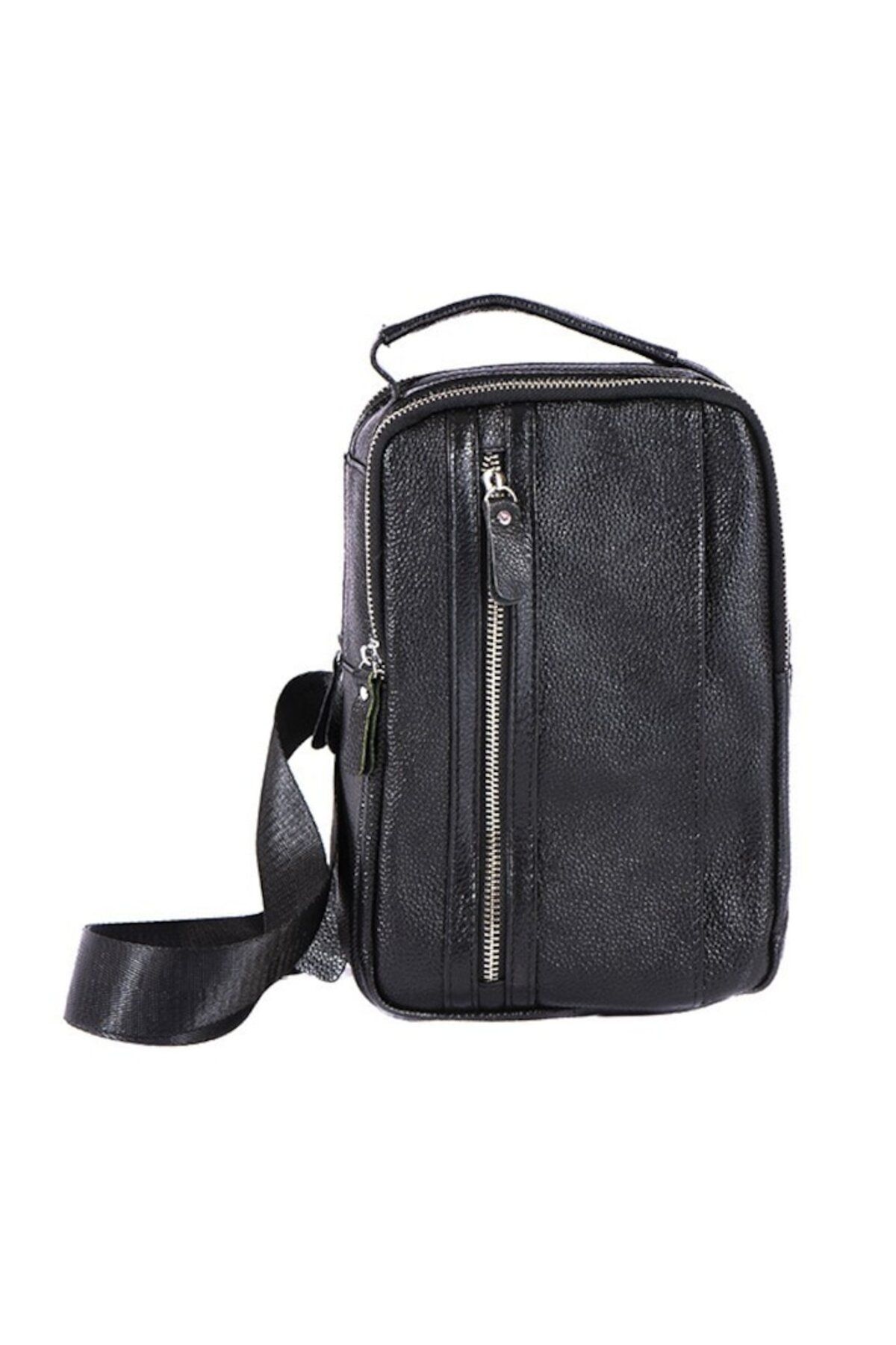 L-line fashion-Men's bag, made of genuine leather, black, fixed handle and an adjustable strap, size: 27/18/7 cm 2