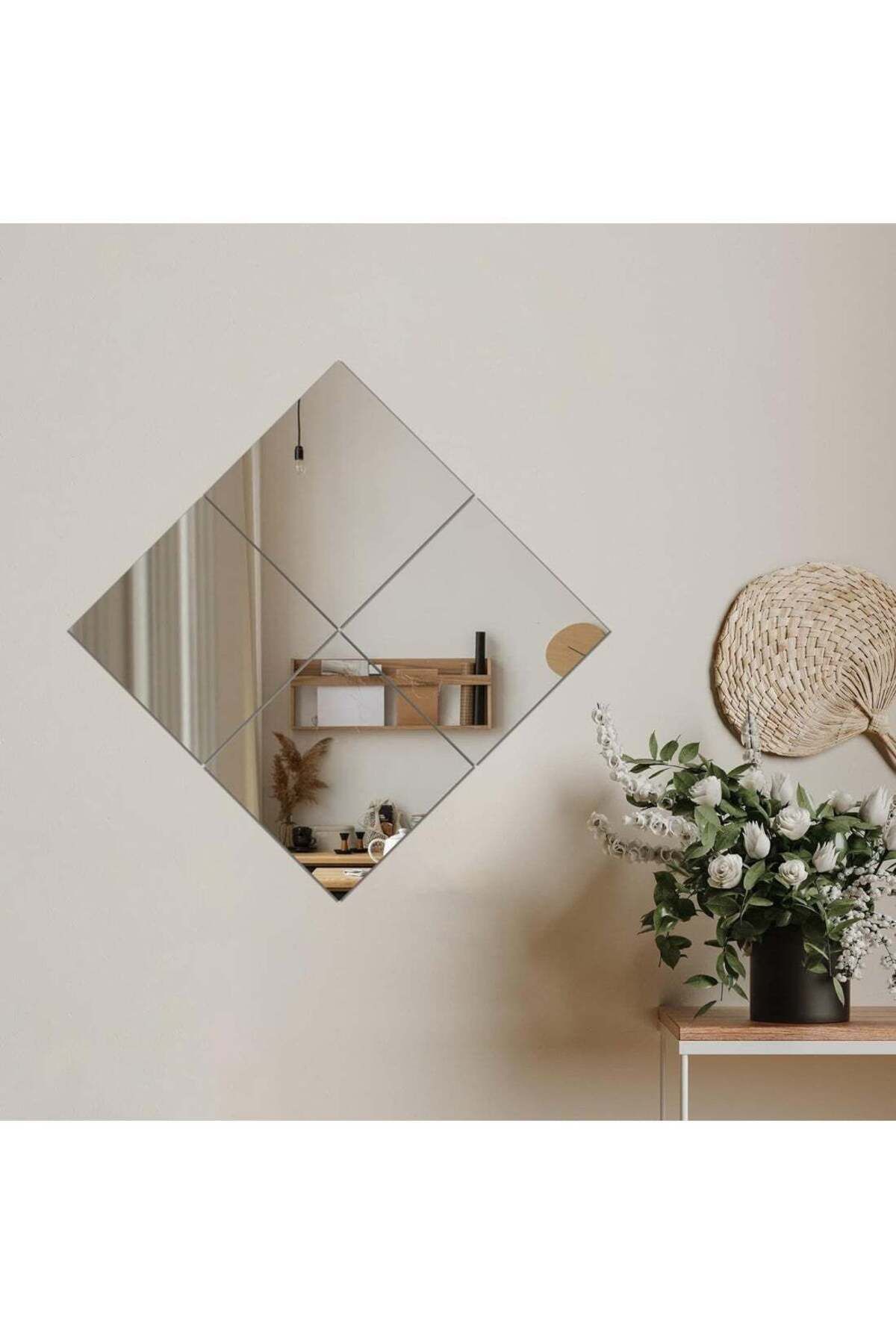 Generic-Full Length Wall Mirror, 4PCS Self Adhesive Wall Mounted Square Mirror Tiles, Frameless Mirror set 1