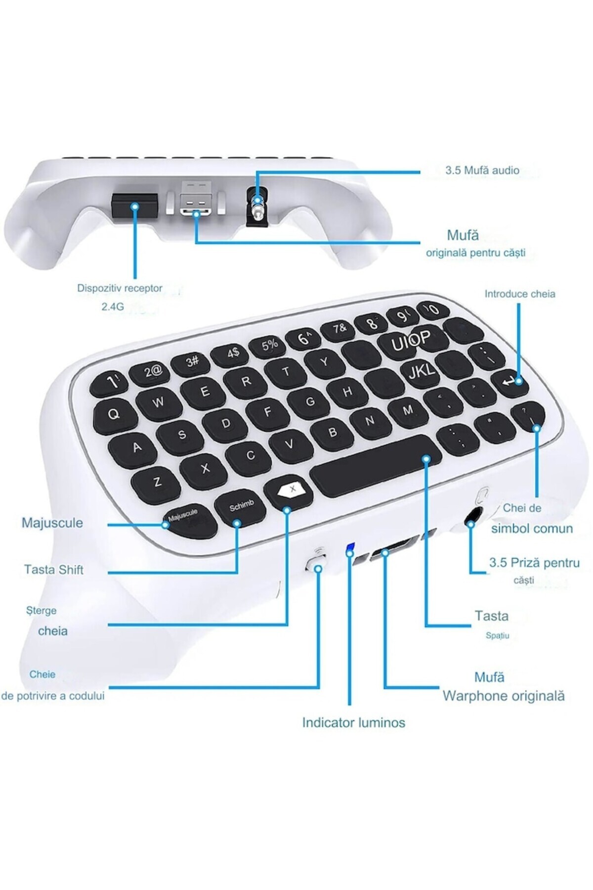 Dobe-Wireless Keyboard for Xbox One Series X/S Controller White 3