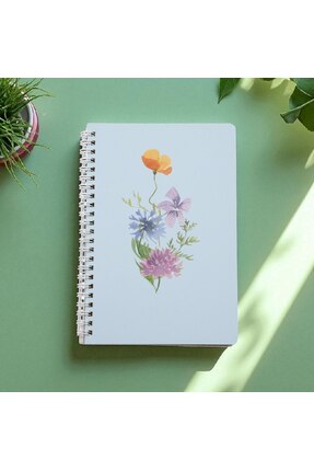 Mahya Mavi Buket Spiralli A5 Kareli Defter, 1. Hamur Beyaz 48 Yaprak / 96 sayfa