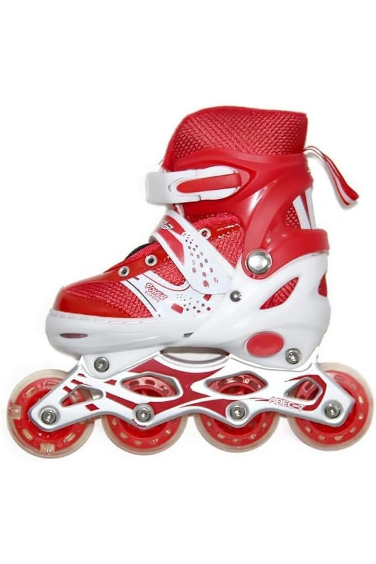 AGD-Adjustable Inline Skates for Kids and Beginners from with Four Wheels in Single Row - Red (S: 31 4