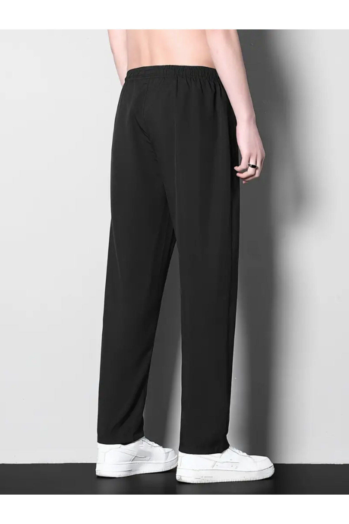 LAUSRA  Erkek Siyah Büyük Beden Baggy Bol Kesim Pantolon ALTI Esnek Rahat Kumaş Eşofman Altı YUS - Görsel 3