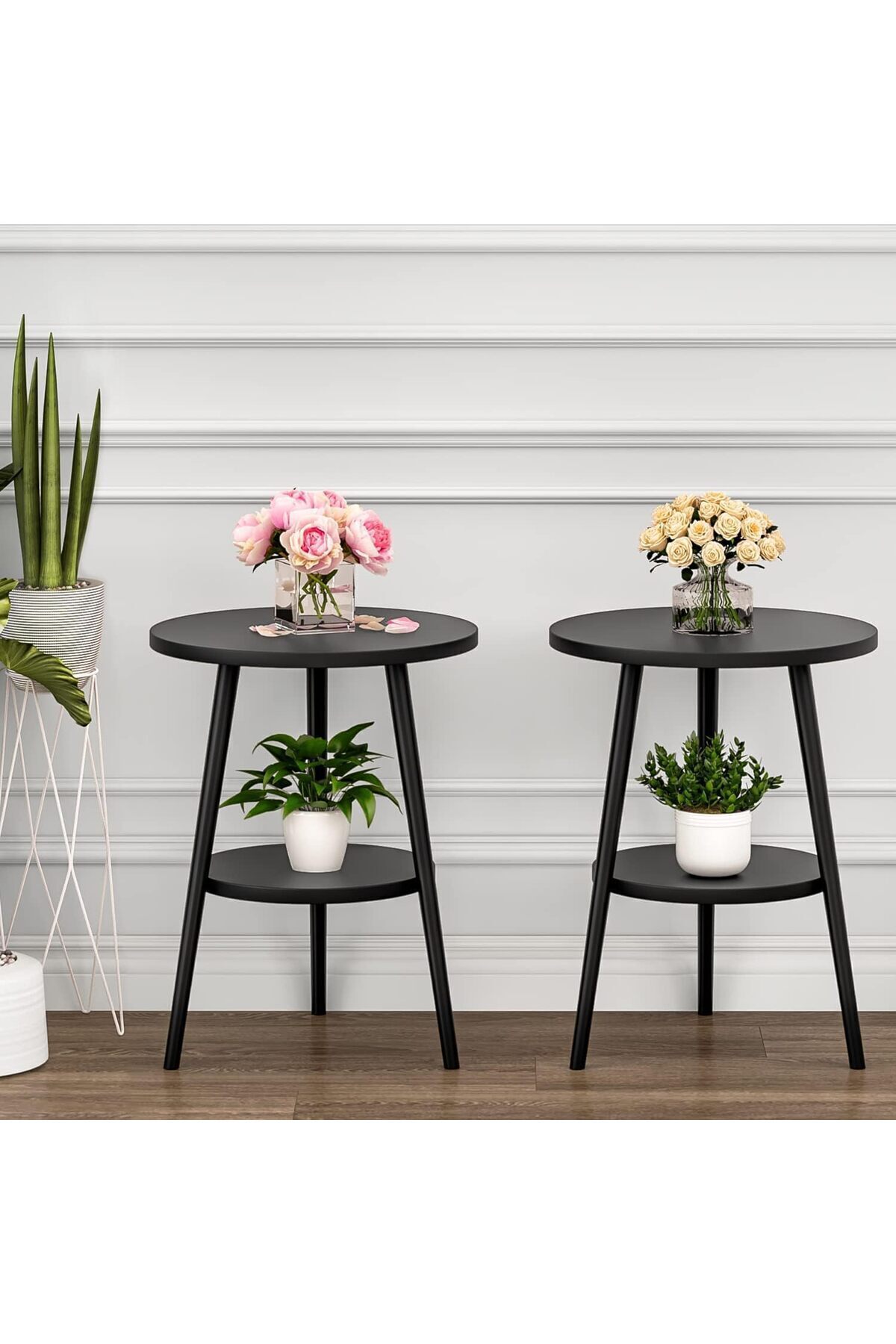 Generic-Solerkonm 2-Tier Round Coffee Tables, Living Room Side Tables, Durable and Easy to Assemble 1