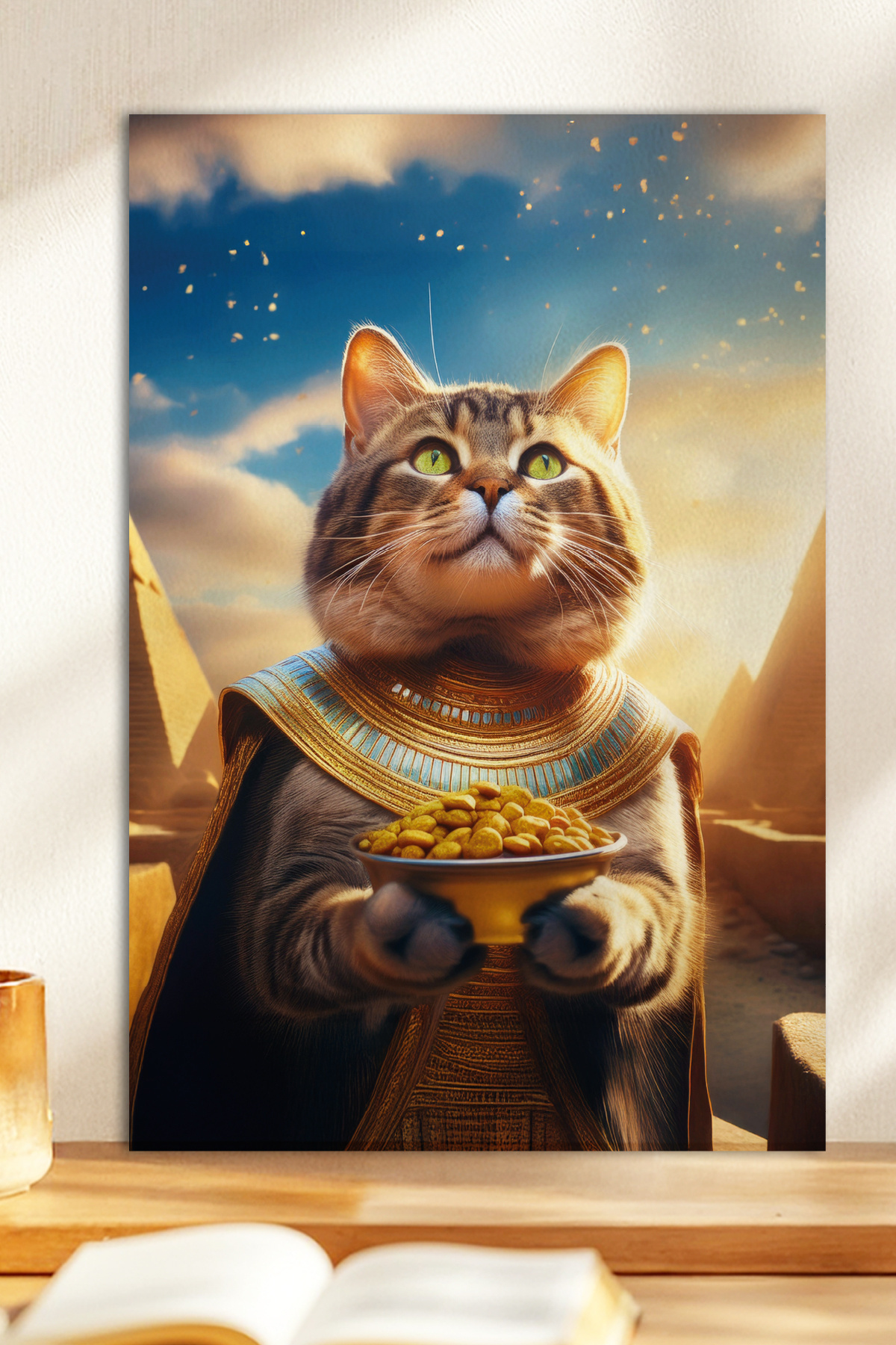 1 Piece Egyptian CatThemed Wooden Look MDF Table