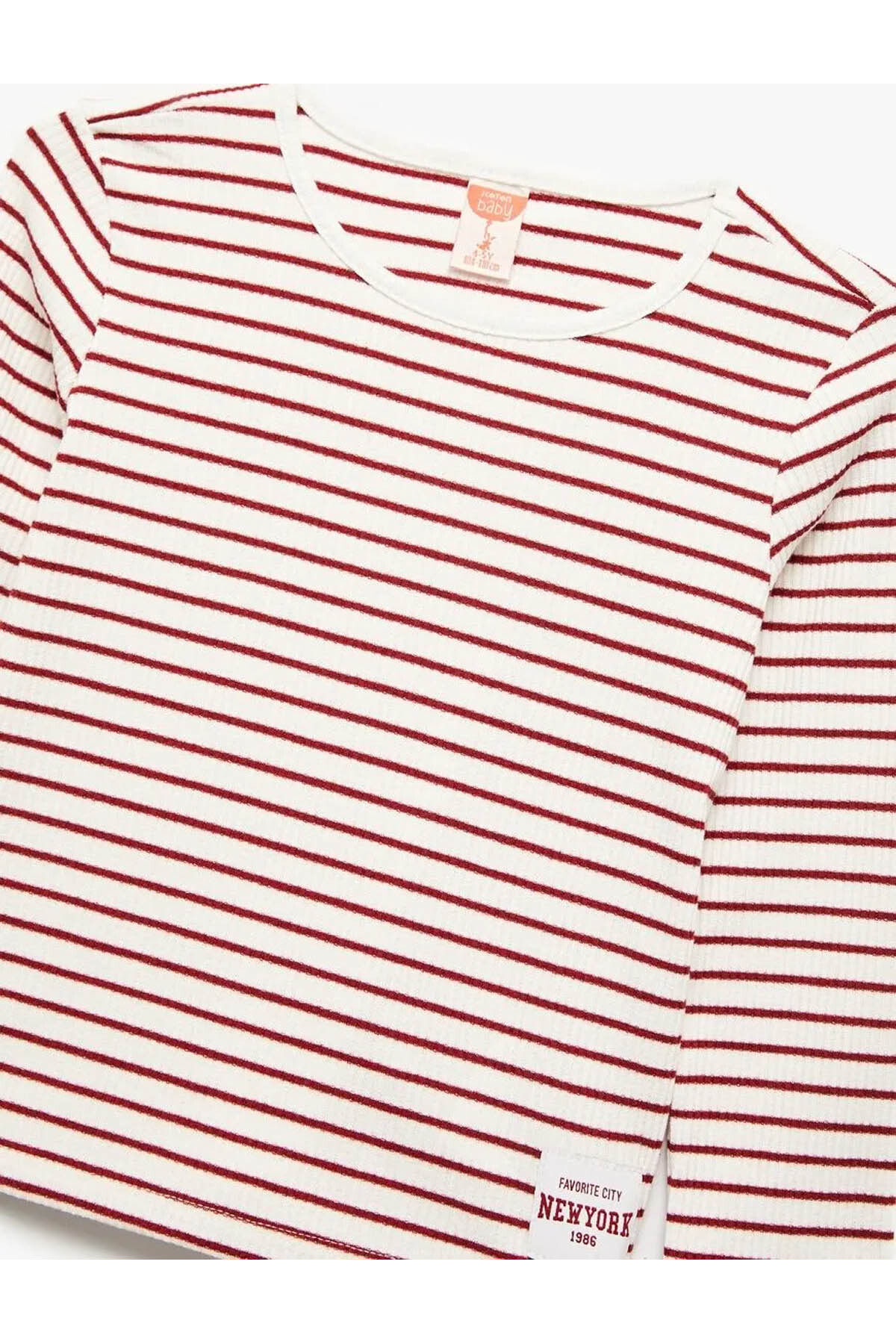 Koton Uzun Kollu Bisiklet Yaka Kaşkorse Çizgili Tişört fotoğrafı 3 (önizleme)