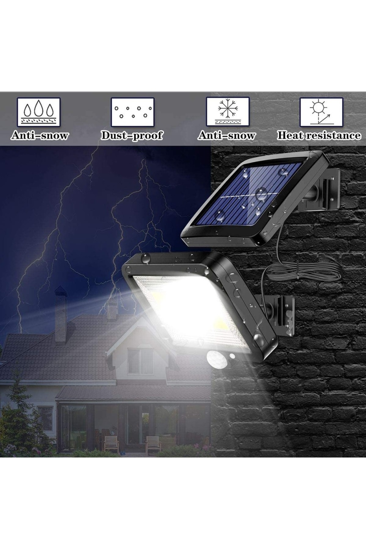 K KATHODE-Set of 3 x solar-powered lamp, 100 x COB LED - 1, motion and light sensors, remote control, 1200mAh 6