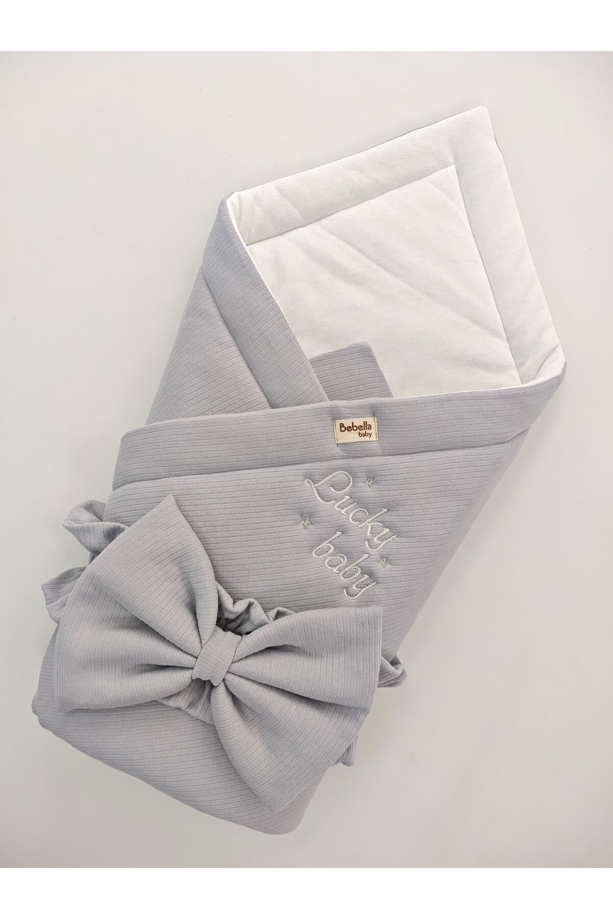 Bebella Gri %100 Pamuklu Bebek Battaniyesi 85x85 cm Yenidoğan Kundak Hastane Çıkışı Hediyelik Oyun Matı fotoğrafı 6 (önizleme)