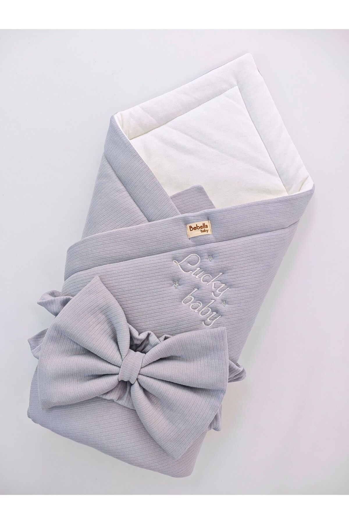 Bebella Gri %100 Pamuklu Bebek Battaniyesi 85x85 cm Yenidoğan Kundak Hastane Çıkışı Hediyelik Oyun Matı fotoğrafı 4 (önizleme)