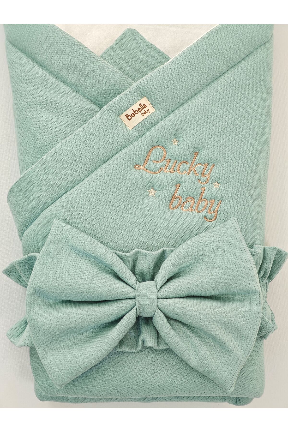 Bebella Yeşil %100 Pamuklu Bebek Battaniyesi 85x85 cm Yenidoğan Kundak Hastane Çıkışı Hediyelik Oyun Matı fotoğrafı 6 (önizleme)