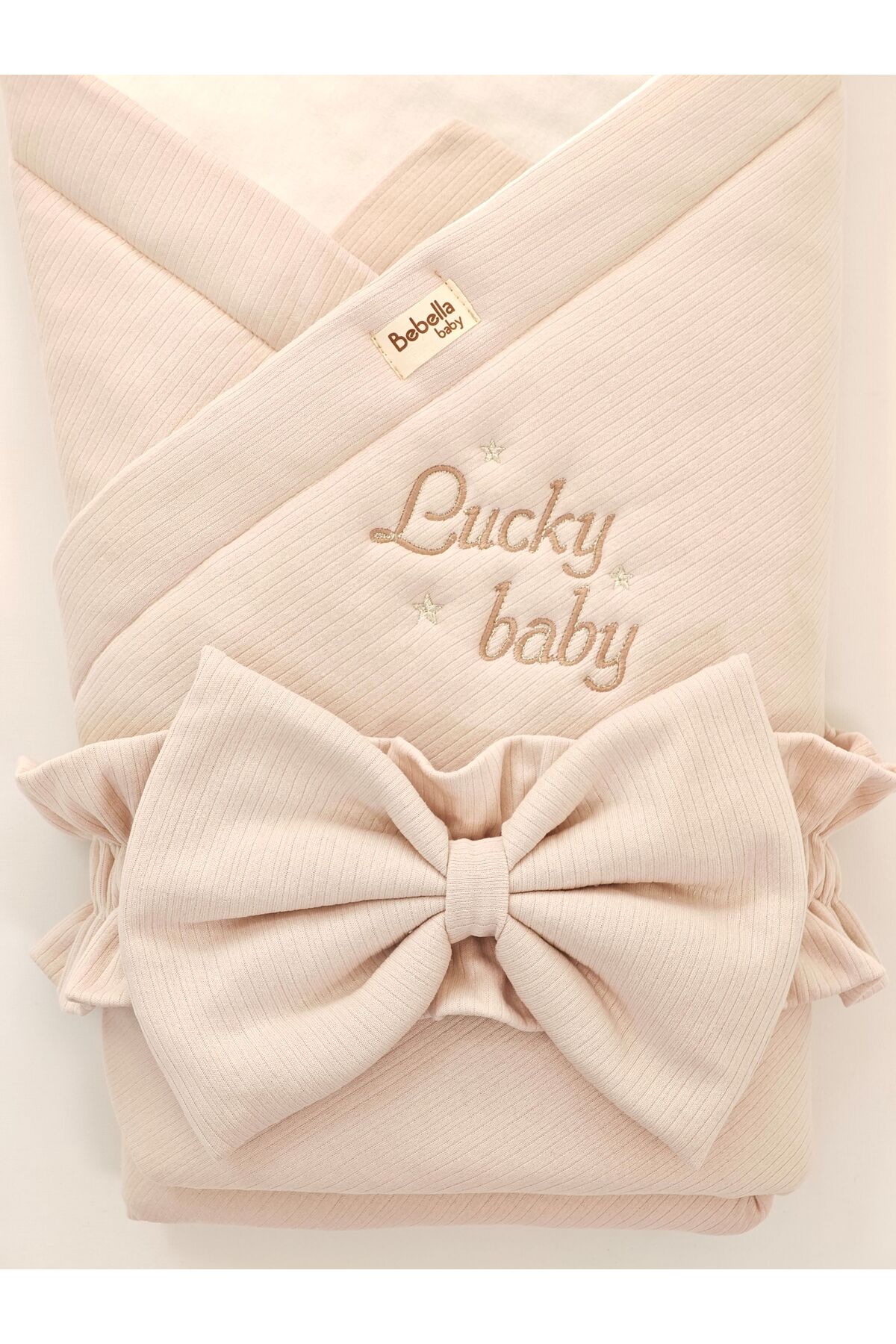 Bebella Bej %100 Pamuklu Bebek Battaniyesi 85x85 cm Yenidoğan Kundak Hastane Çıkışı Hediyelik Oyun Matı fotoğrafı 7 (önizleme)