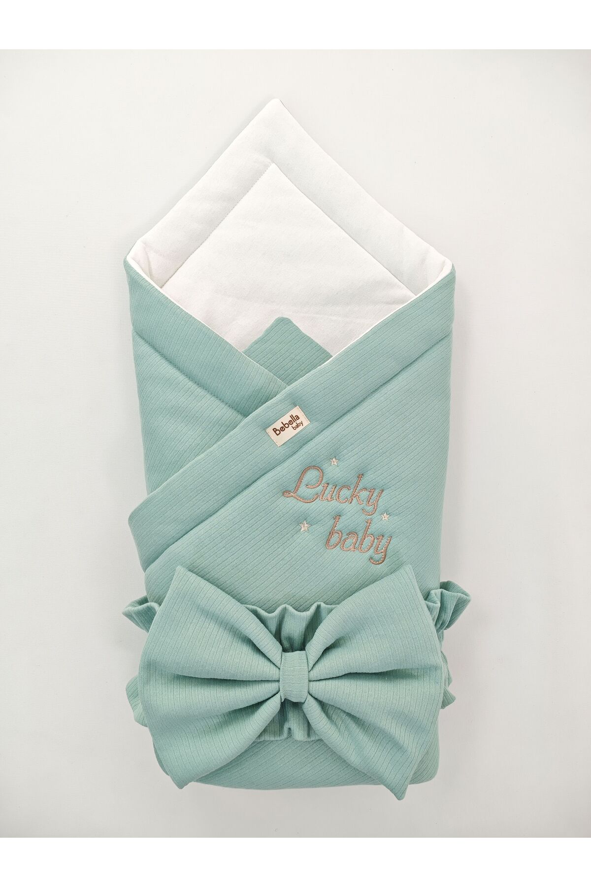 Bebella Yeşil %100 Pamuklu Bebek Battaniyesi 85x85 cm Yenidoğan Kundak Hastane Çıkışı Hediyelik Oyun Matı fotoğrafı 7 (önizleme)