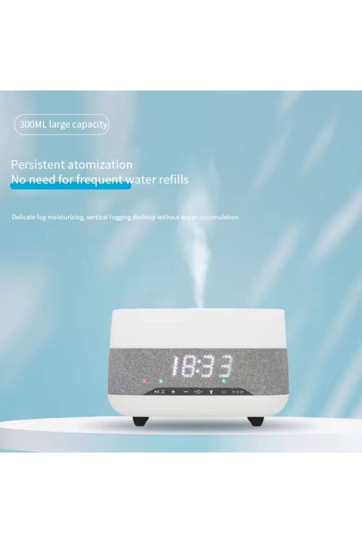 Generic-Bluetooth Clock Aromatherapy Humidifier Speaker with 7 Color Ambient Light 7