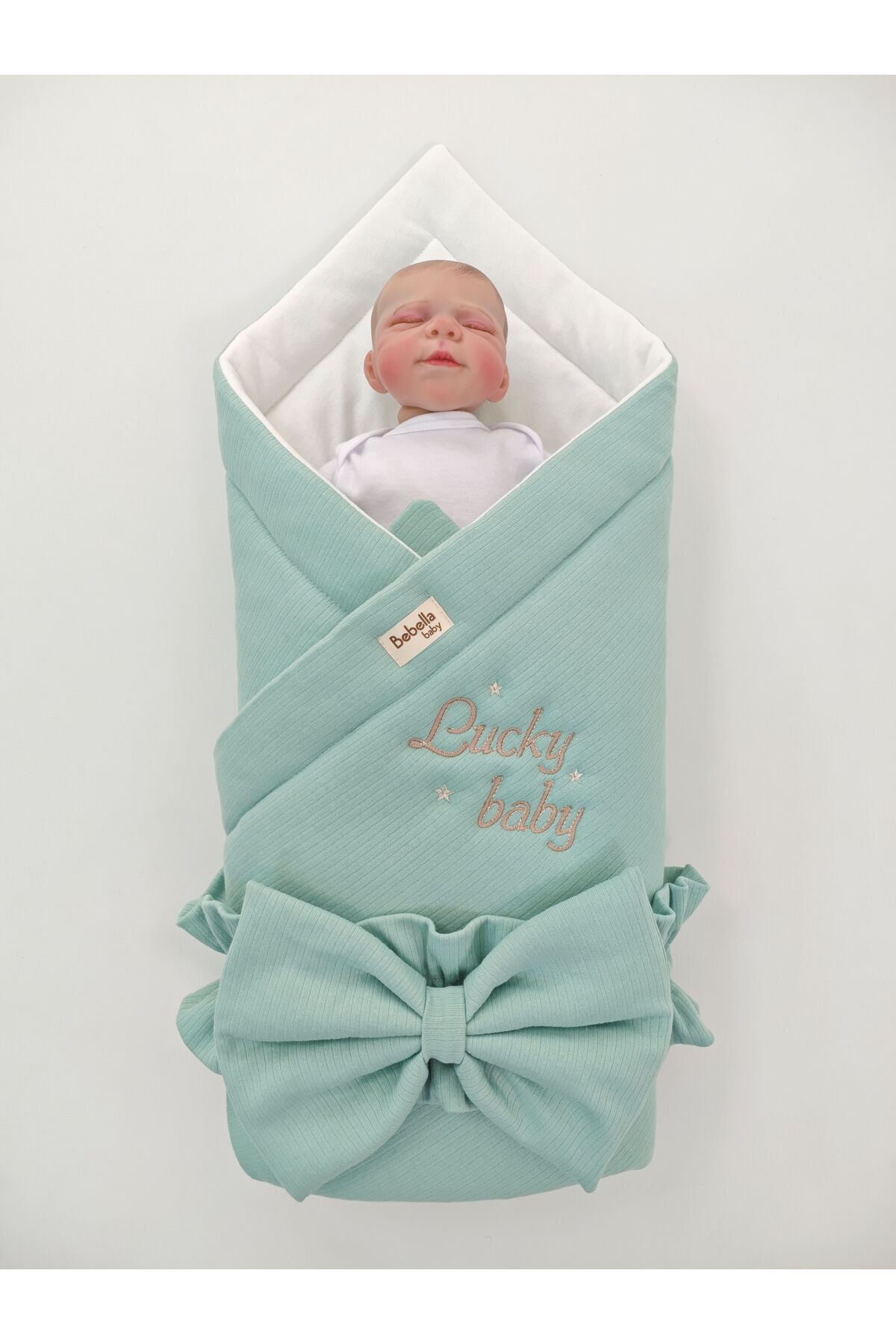 Bebella Yeşil %100 Pamuklu Bebek Battaniyesi 85x85 cm Yenidoğan Kundak Hastane Çıkışı Hediyelik Oyun Matı fotoğrafı 3 (önizleme)