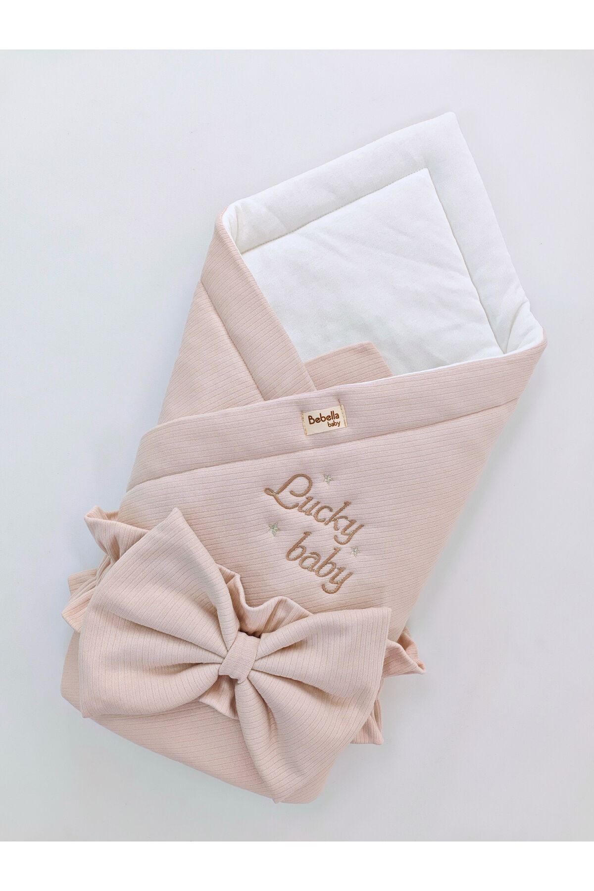 Bebella Bej %100 Pamuklu Bebek Battaniyesi 85x85 cm Yenidoğan Kundak Hastane Çıkışı Hediyelik Oyun Matı fotoğrafı 4 (önizleme)