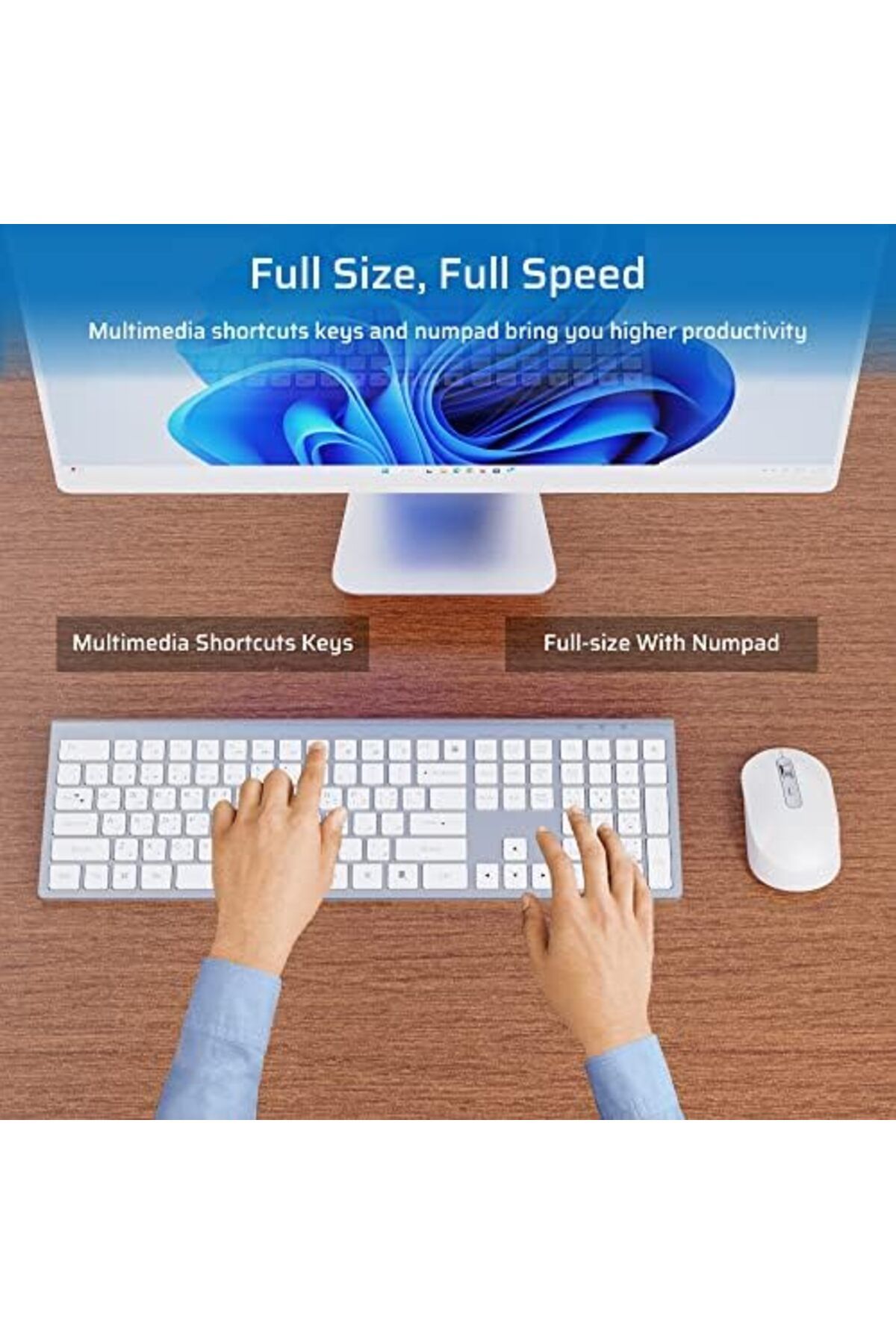 Generic-CREATMOR wireless keyboard and mouse, Rechargeable keyboard and mouse, Full Size Wireless keyboard w 4