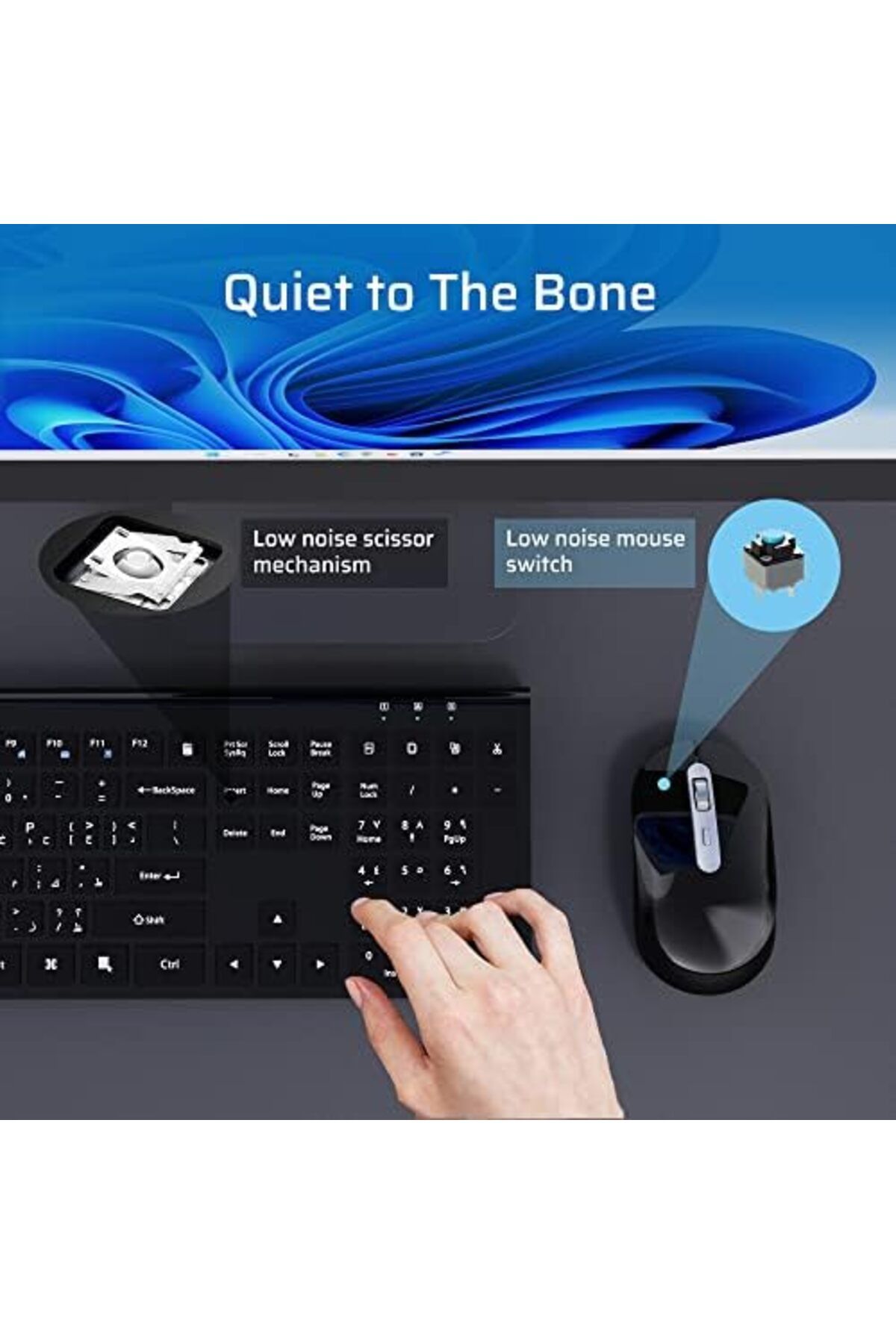Generic-CREATMOR Wireless Keyboard Mouse Combo, Stylish Slim Rechargeable Keyboard and Mice 2.4G 109 Keys Fu 6