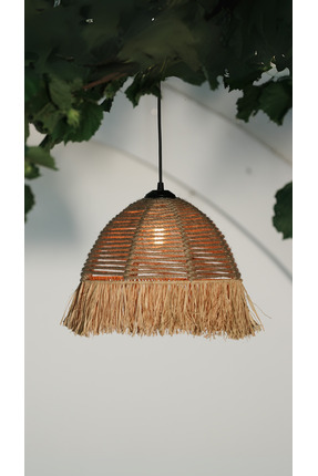 BOHEM SANATIM El Yapımı Hasır Rafya Jüt Halat Bohem Avize - Kafe, Balkon, Hol...