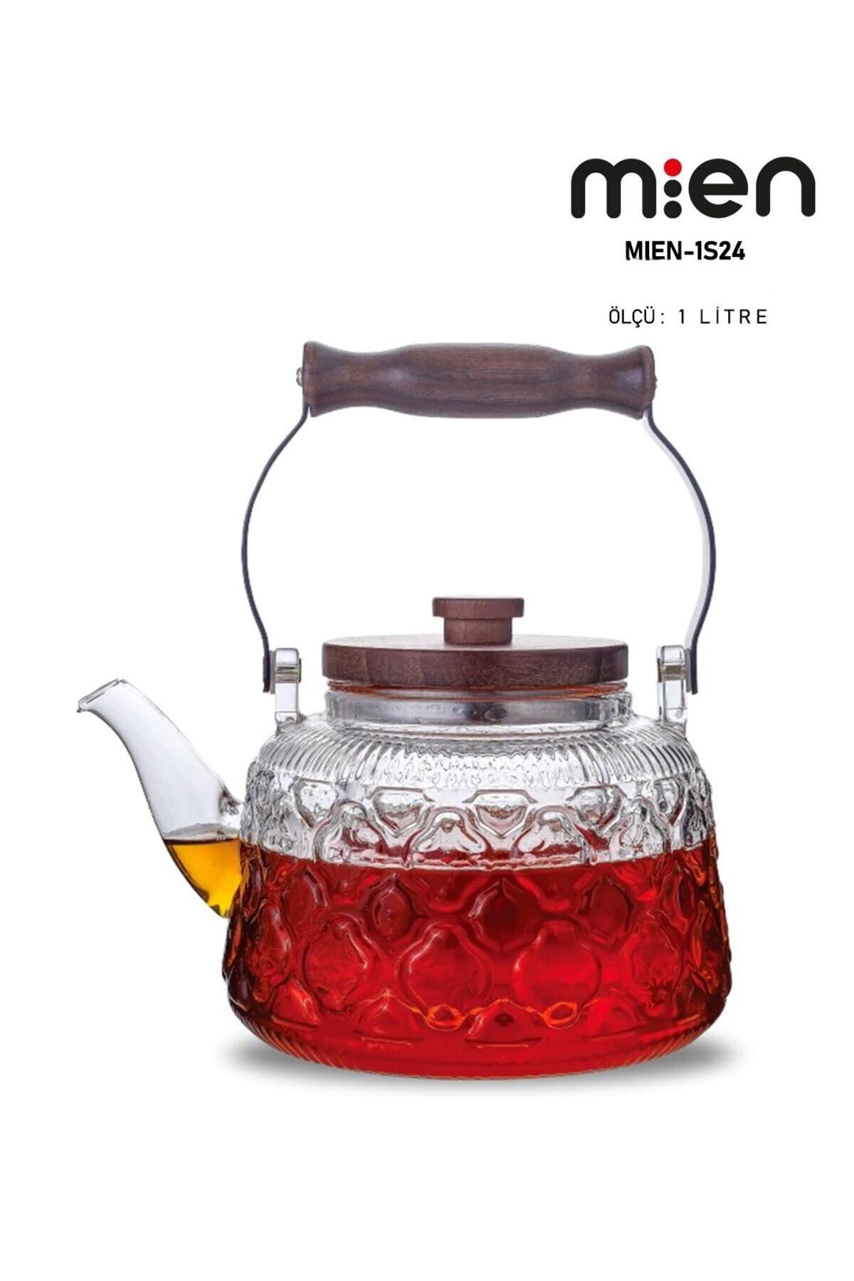 MİEN Borosilikat Cam 1 Litre Demlik