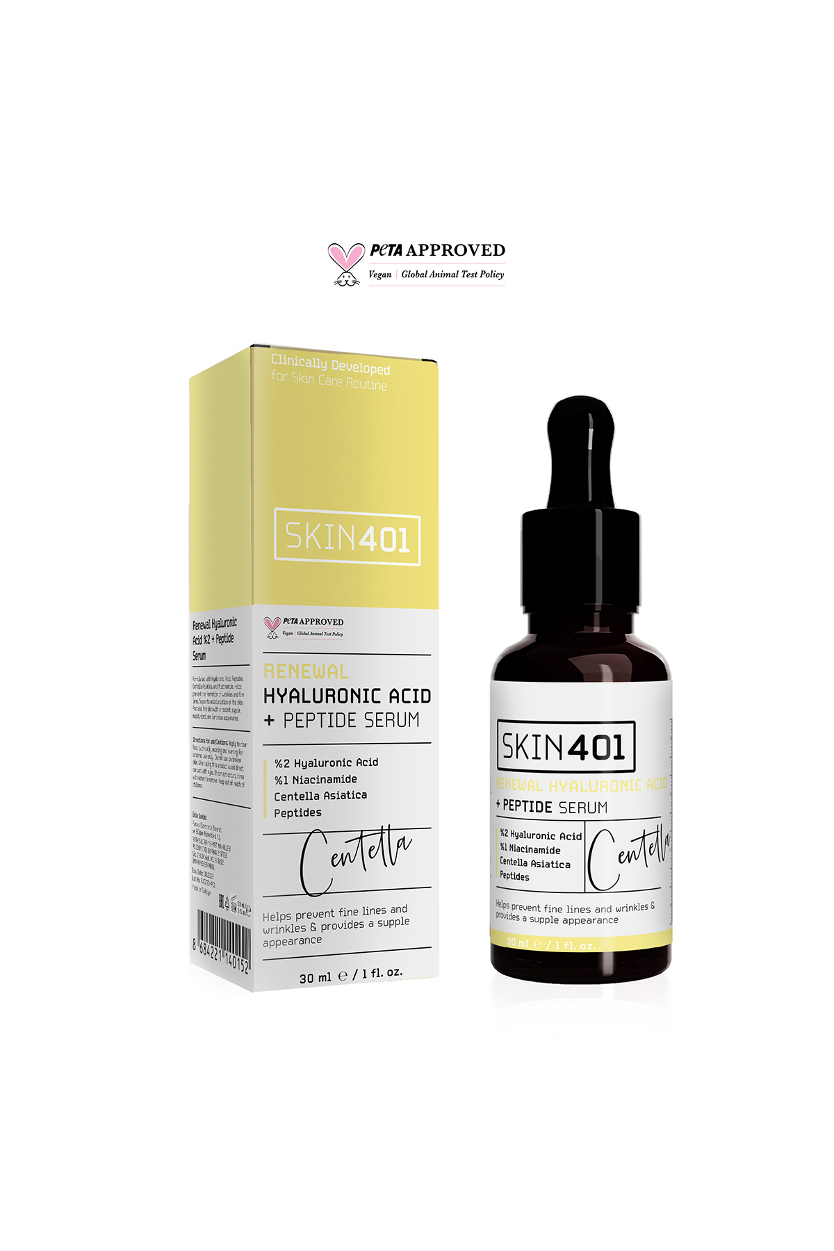 Skin401 Yenileyici ve Yoğun Nemlendirici %2 Hyaluronik Asit + Peptit Serum 30ml — Skin401-202