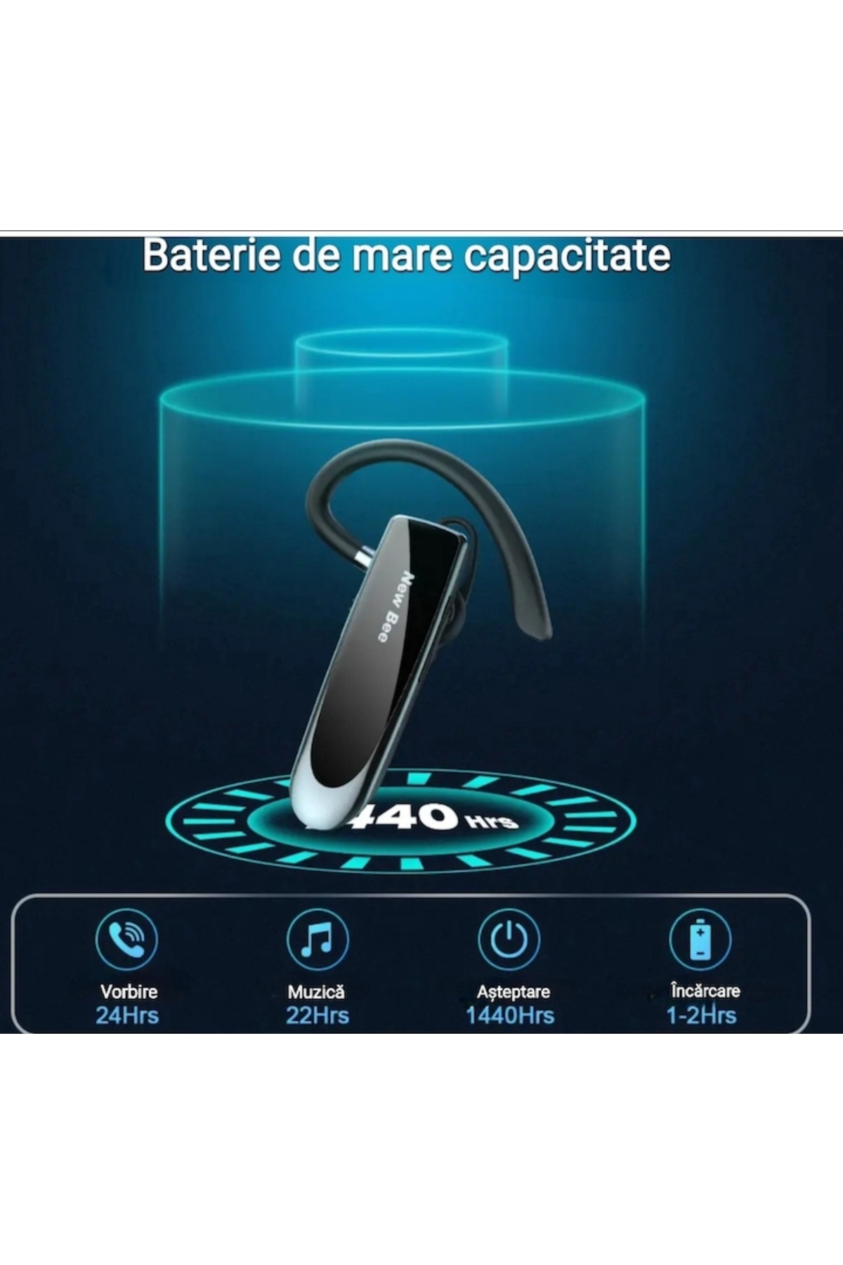 New Bee-New Bee LC-B41 Bluetooth Headset, 24-hour battery life, Multipoint, Compatible with Ios and Android 2