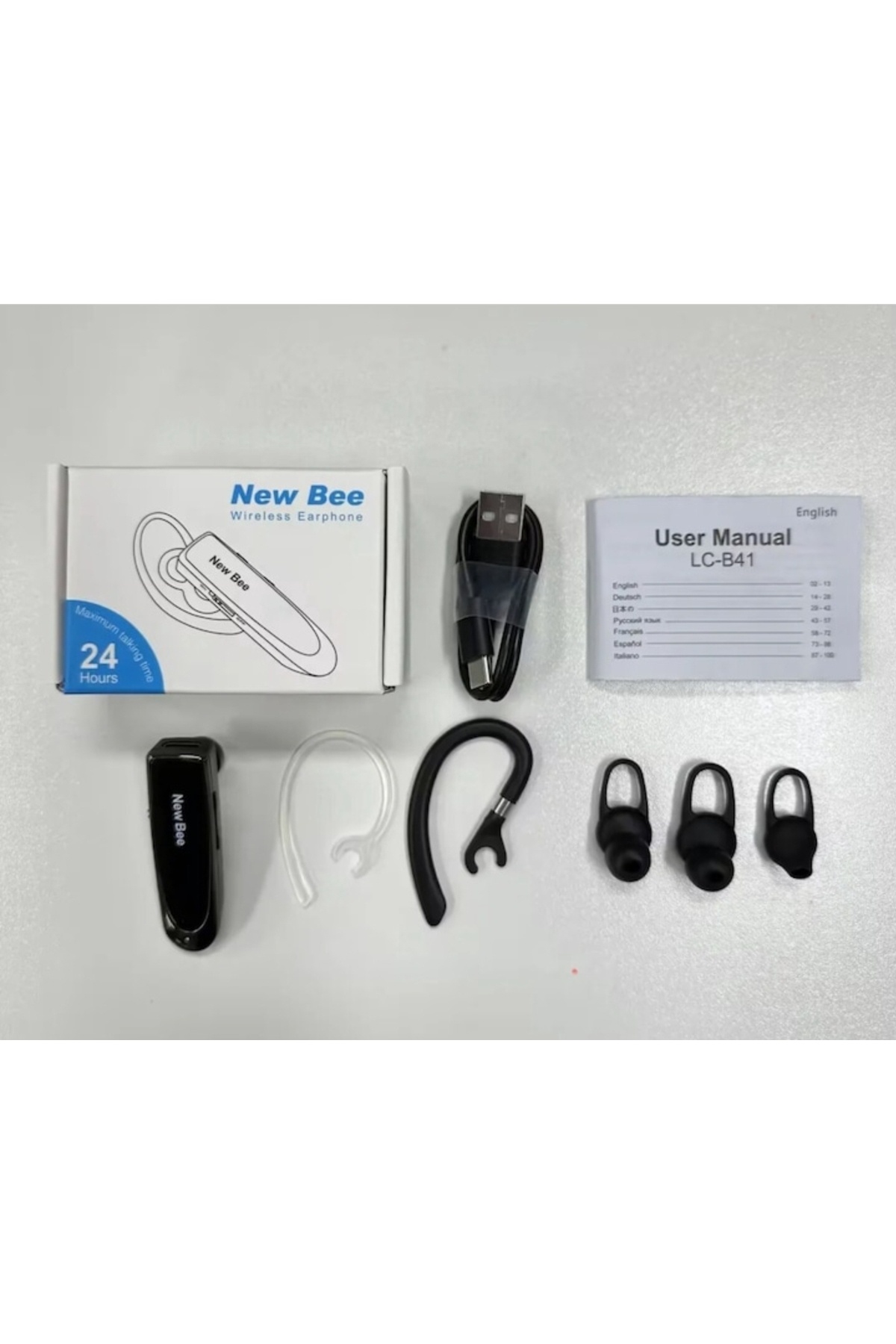 New Bee-New Bee LC-B41 Bluetooth Headset, 24-hour battery life, Multipoint, Compatible with Ios and Android 8