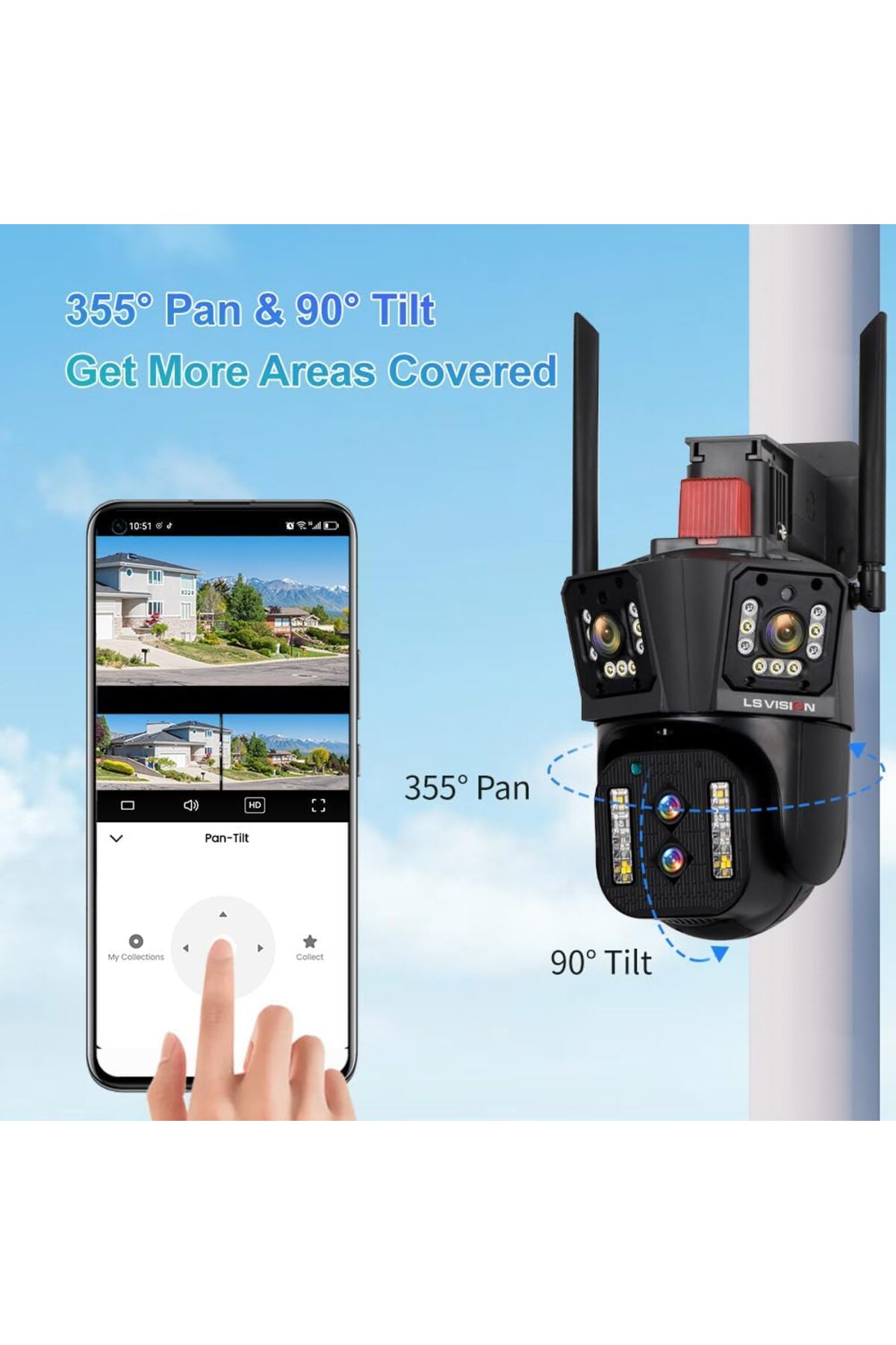 GÜMRÜK BEY WL342-10X 4K HD Ultra Geniş Açı + 10x Zoom WiFi PTZ Güvenlik Kamerası CCTV Dış Mekan IP Kamera fotoğrafı 2 (önizleme)