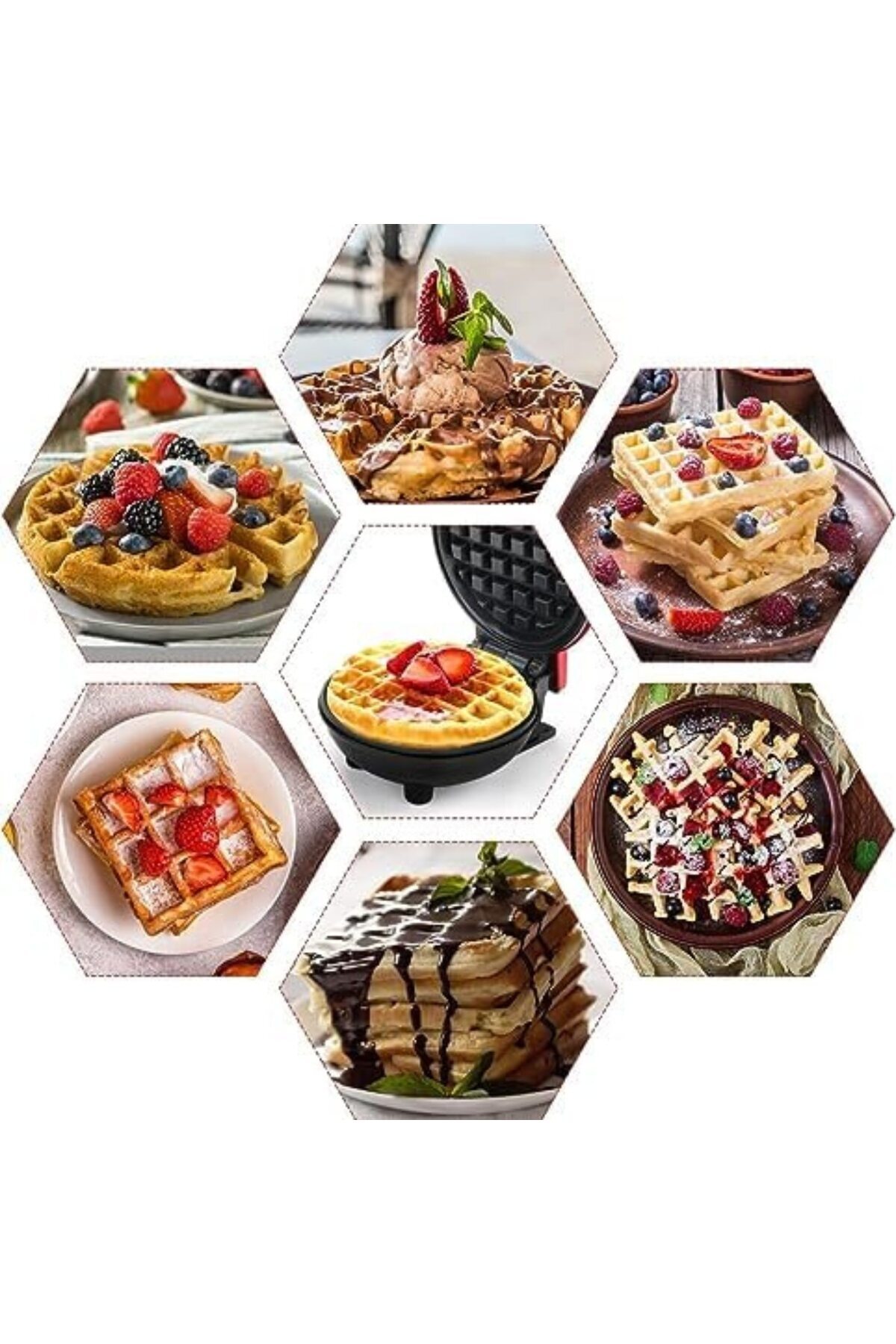 DAR-Mini Waffle Maker, 350W, Non-Stick Plates, Thermostat, LED Indicator, Red 2