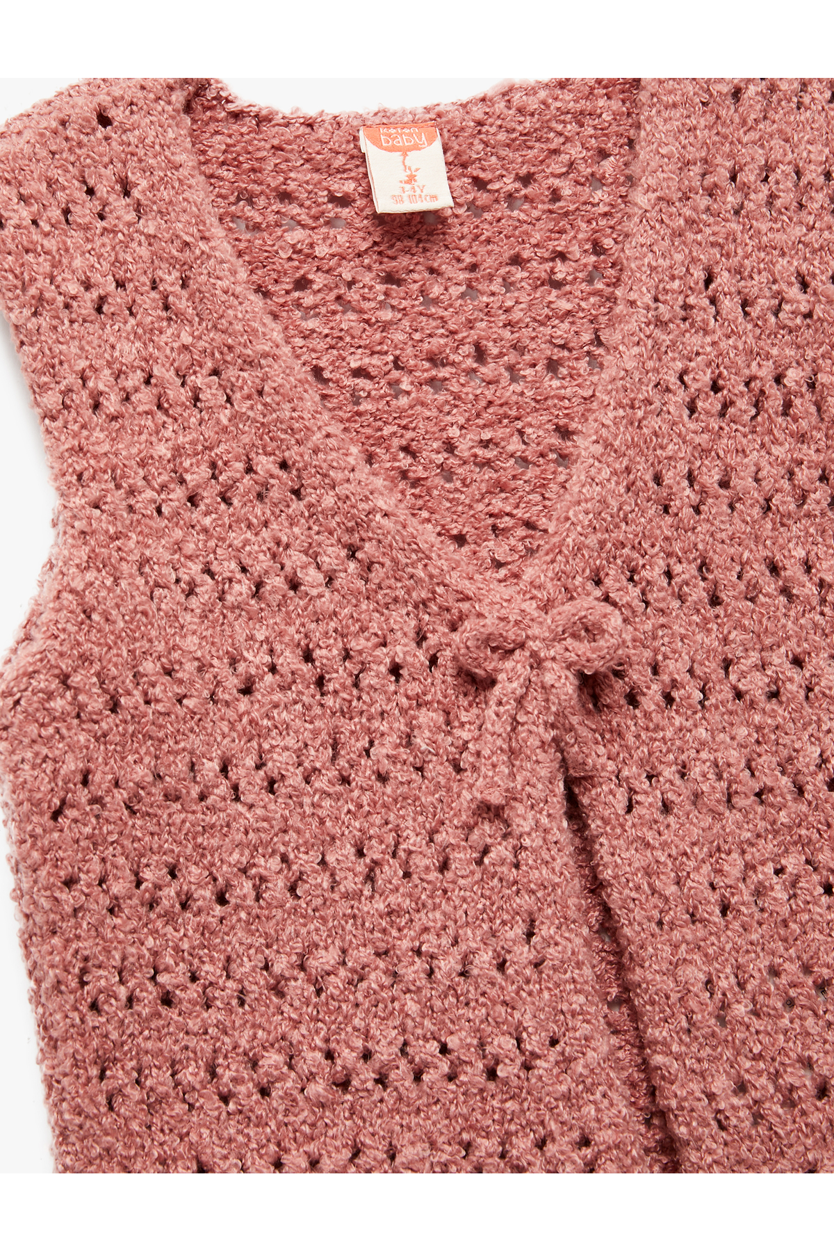 Koton Bağlama Detaylı V Yaka Kolsuz Triko Basic Yelek fotoğrafı 3 (önizleme)