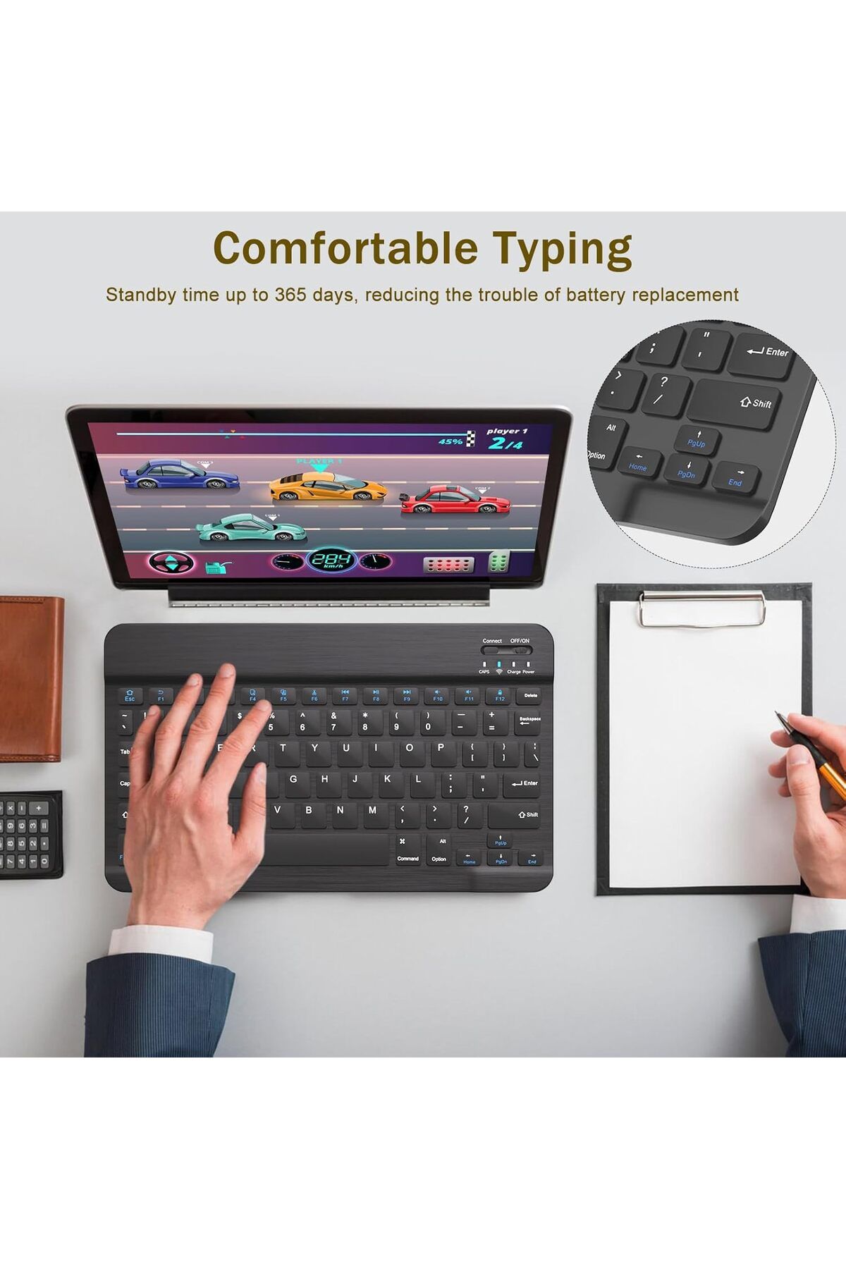 m.tk moveteck-iPad 11Th Generation A16 /10. Generation 10.9 Compatible Flip Case + Keyboard Mause with Bluetooth + Palm Red Pen 8