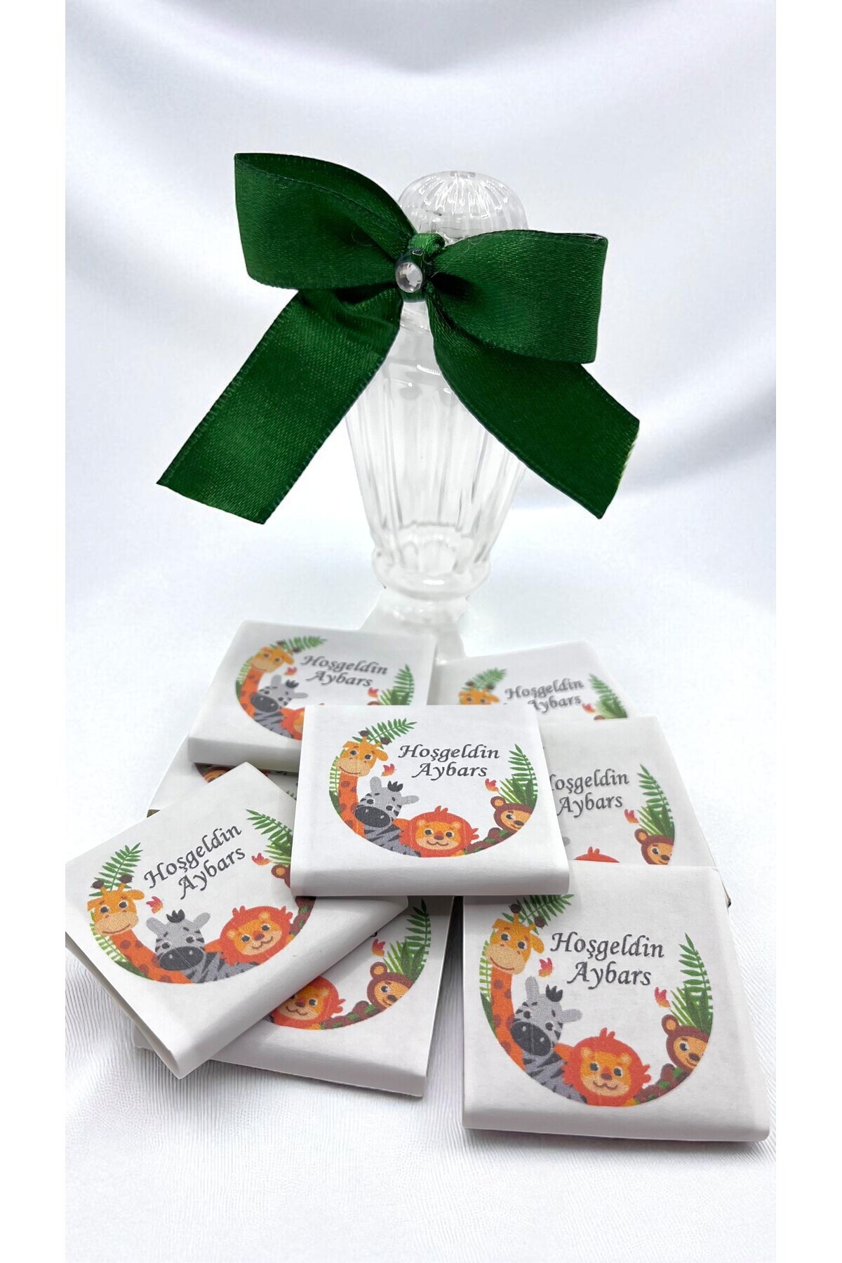 Popy Gift Chocolate 100 Adet Isme Özel Safari Temalı Hediyelik Hoşgeldin Erkek Bebek Doğum Çikolatası fotoğrafı 4 (önizleme)