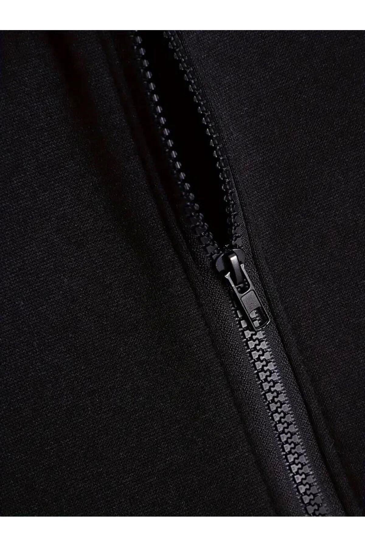 Violon  Gothic Baskılı Oversize Fermuarlı Siyah Unisex Kapüşonlu Hırka - Görsel 4