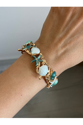 BURÇİN AKSESUAR Caretta Caretta Kaplumbağa ve İstiridye Detaylı Lastikli Tasa...