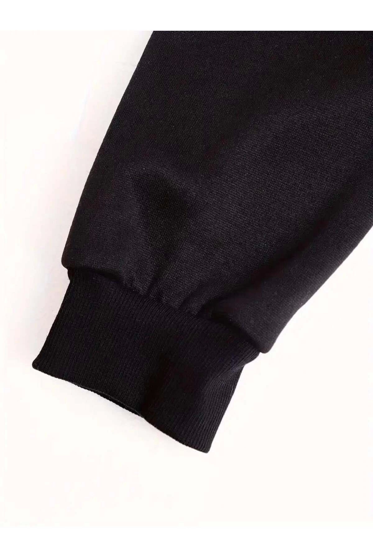 Violon  Gothic Baskılı Oversize Fermuarlı Siyah Unisex Kapüşonlu Hırka - Görsel 5