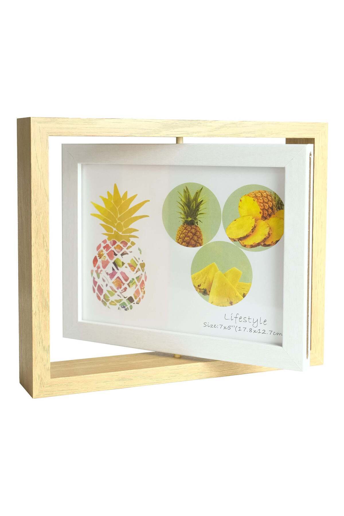 Generic-SYOSI SYOSI Rotating Floating Picture Frame, 5x7 Inch Tabletop Picture Frame, Rotating Double Sided 1