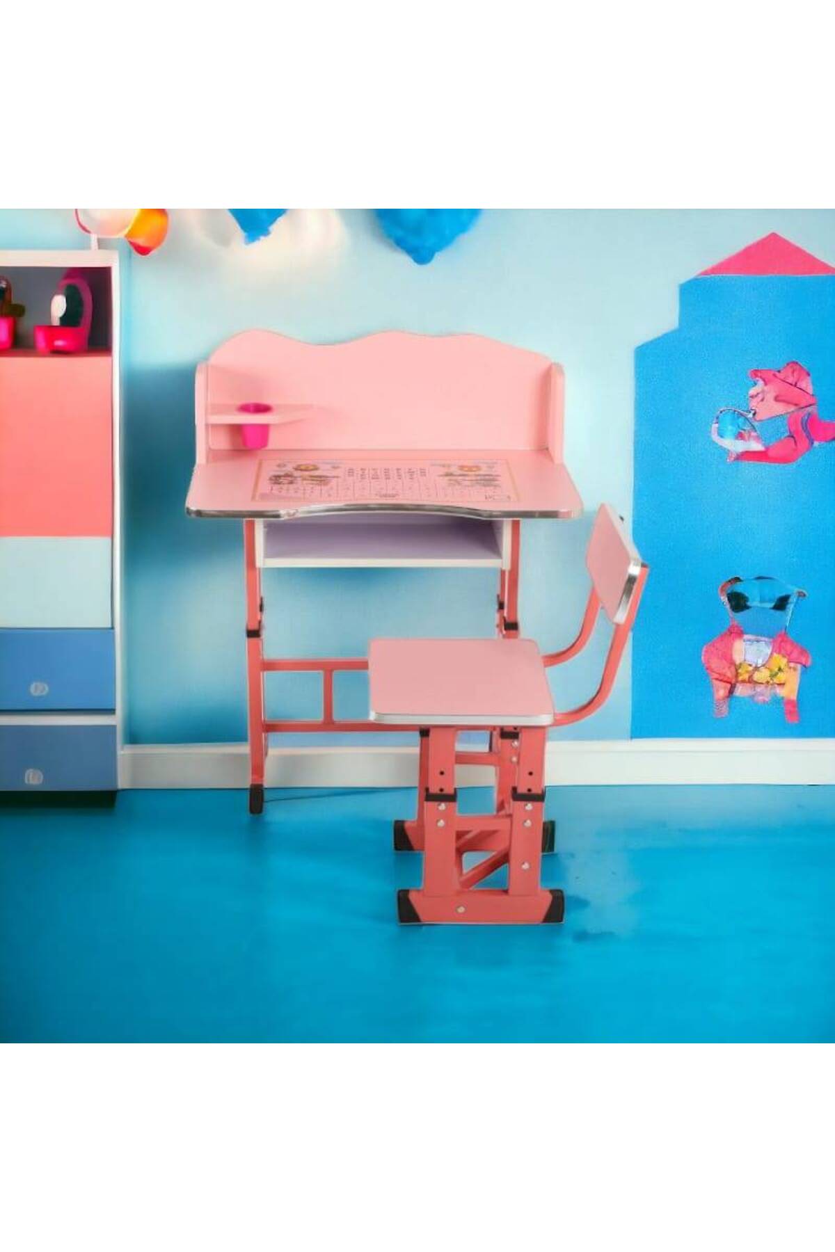 طاولة مدرسية قابلة للتعديل للأطفال - أزرق