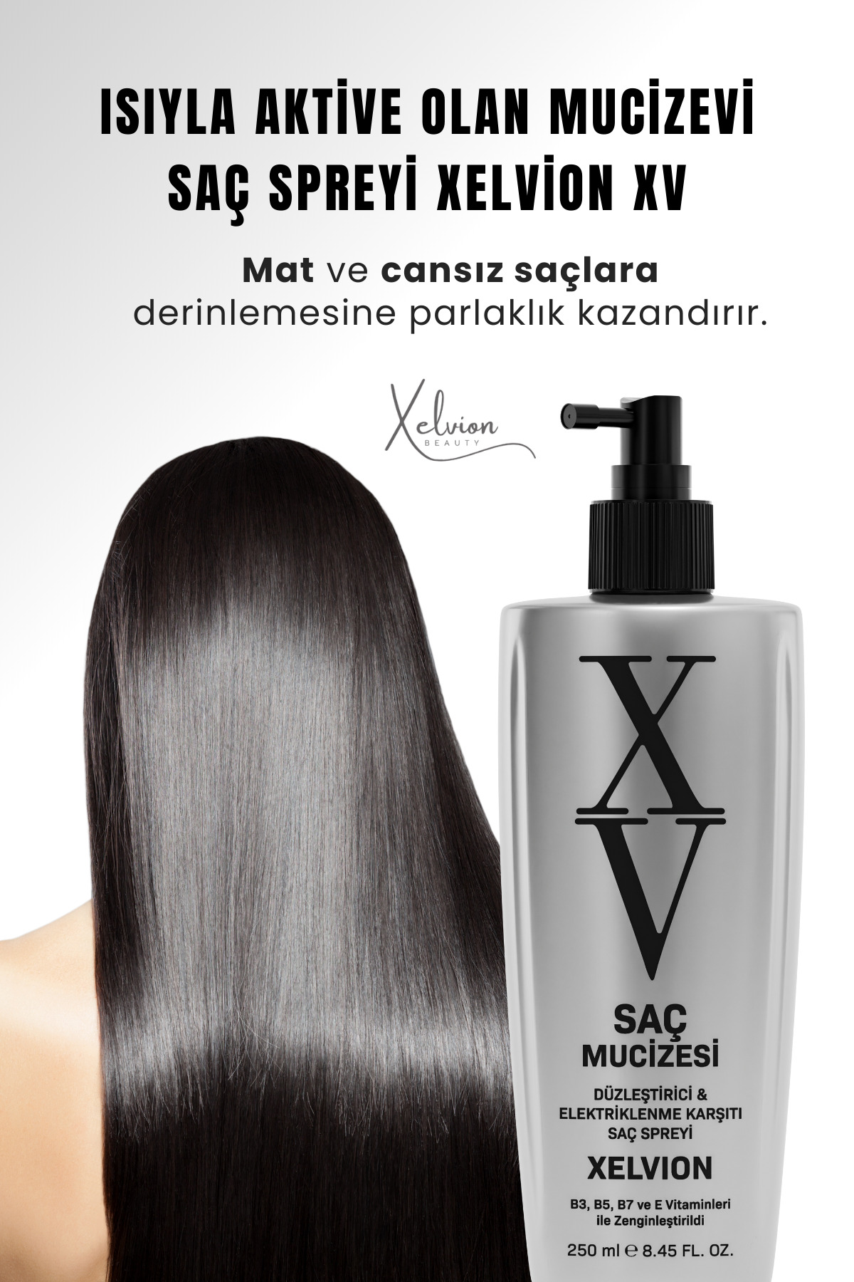 Xelvion XV Elektriklenme Karşıtı, Düzleştirici Etkili Saç Spreyi 250 ml — XELXV004 — تصویر 4 از 8