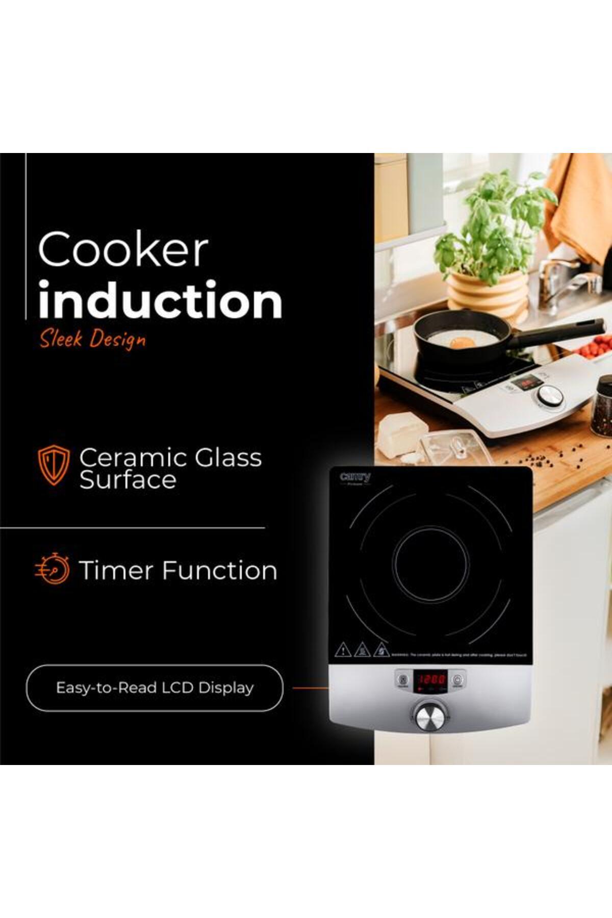 CAMRY-CR 6515 Induction Cooker, 2000 W, Adjustable Power and Temperature, Timer 0-180 Minutes, Ceram 5